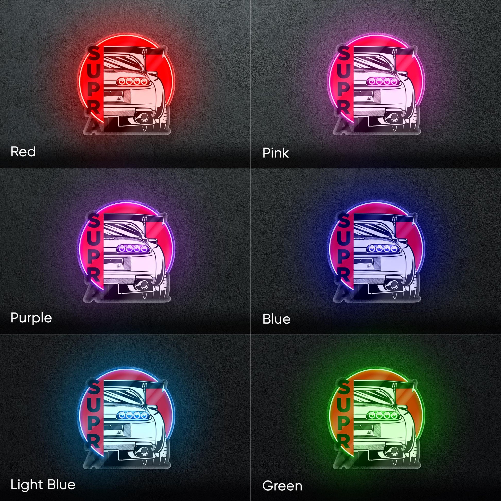 Toyota Supra Neon Sign - Custom LED sign for JDM car lovers, perfect for garage decor, car meet displays, or tuning enthusiast gifts