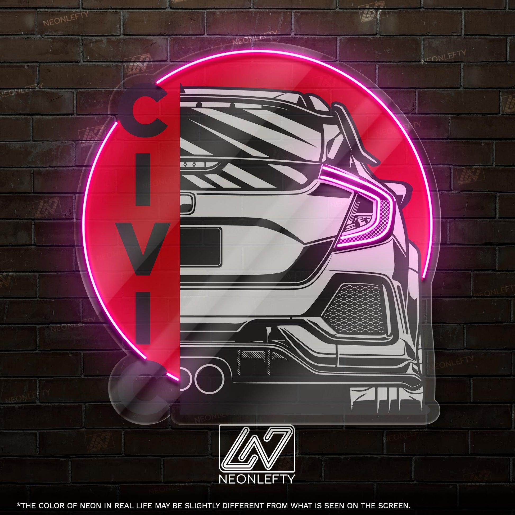 Honda Civic Neon Sign - Custom LED sign for JDM car lovers, perfect for garage decor, car meet displays, or tuning enthusiast gifts