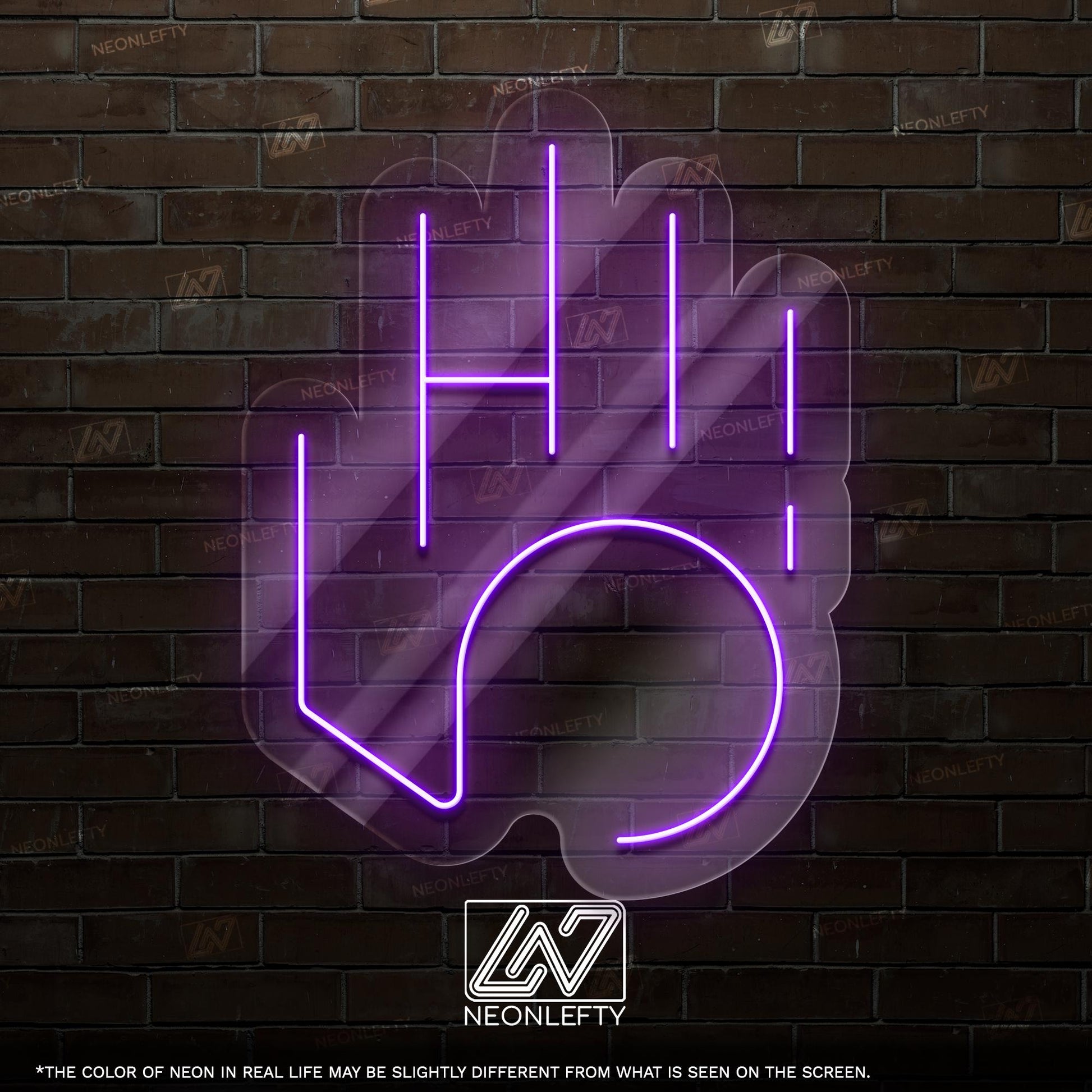 High Five Neon Sign - Fun and modern LED wall decor in bright pink, perfect for offices, kids' rooms, game rooms, or creative studios