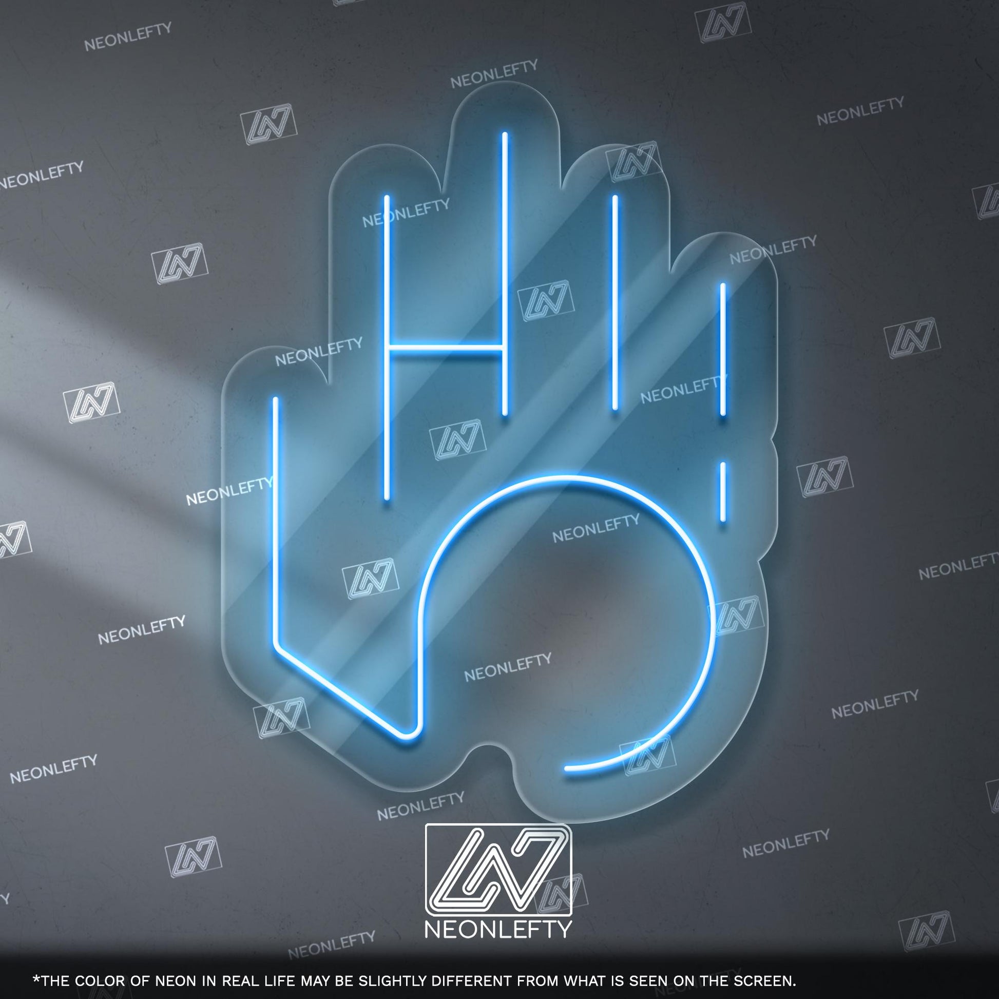 High Five Neon Sign - Fun and modern LED wall decor in bright pink, perfect for offices, kids' rooms, game rooms, or creative studios