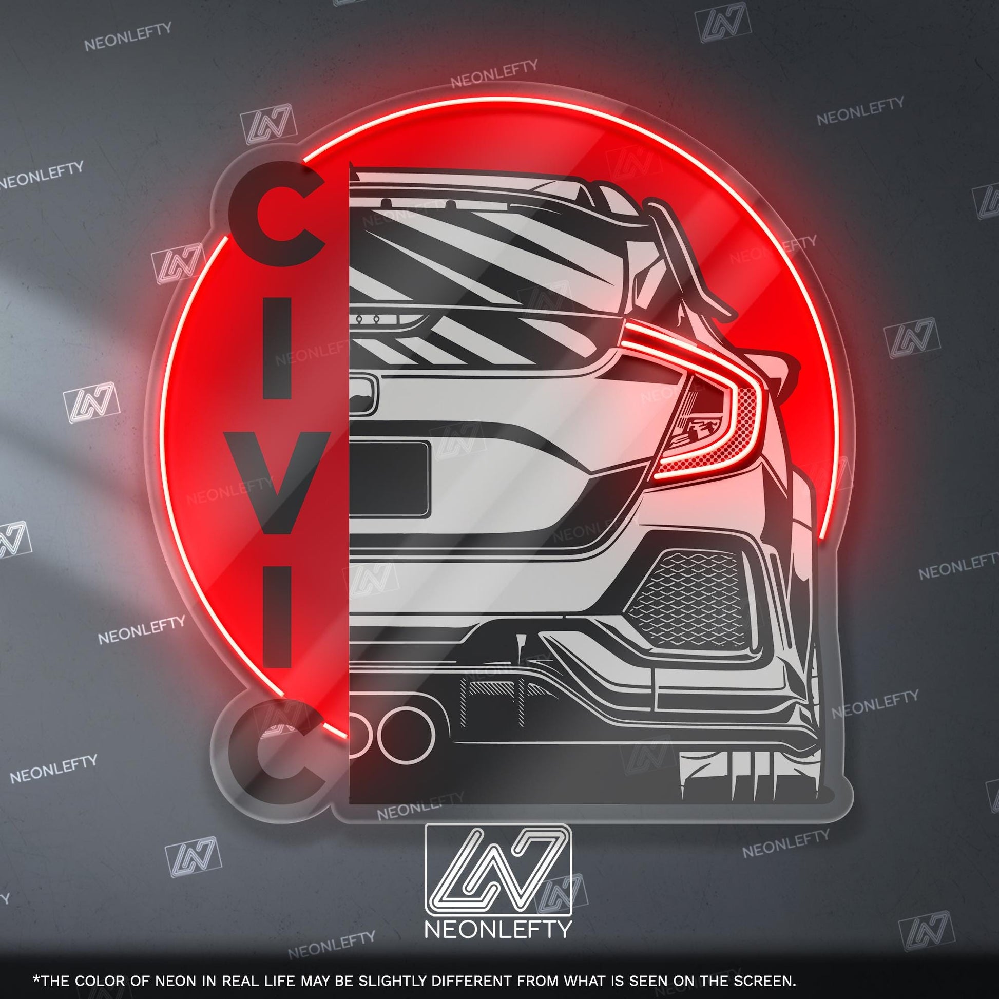 Honda Civic Neon Sign - Custom LED sign for JDM car lovers, perfect for garage decor, car meet displays, or tuning enthusiast gifts