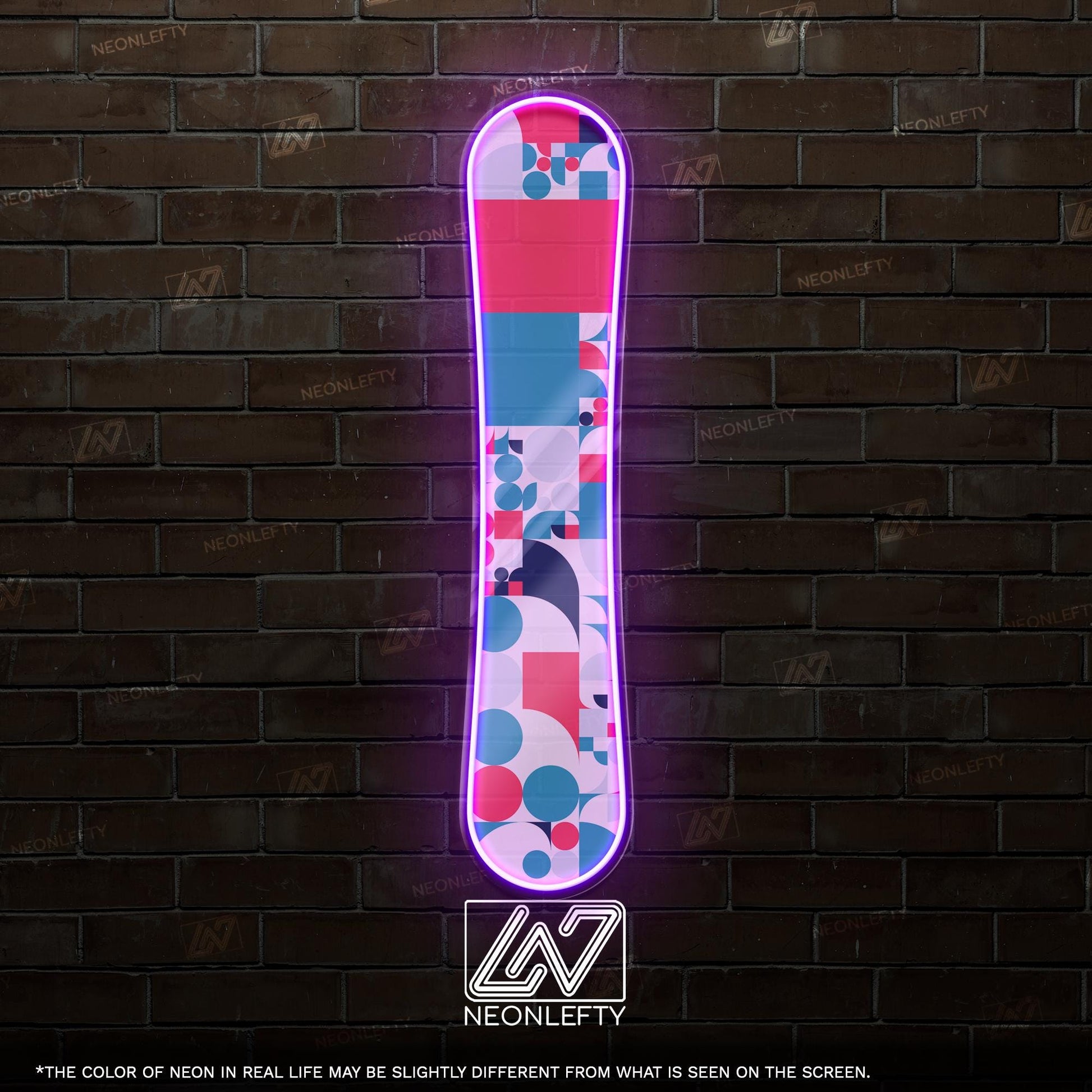 Snowboard - LED Neon Sign wall decor with abstract pattern, perfect for ski lodges, sport shops, winter cabins,action-sports themed spaces