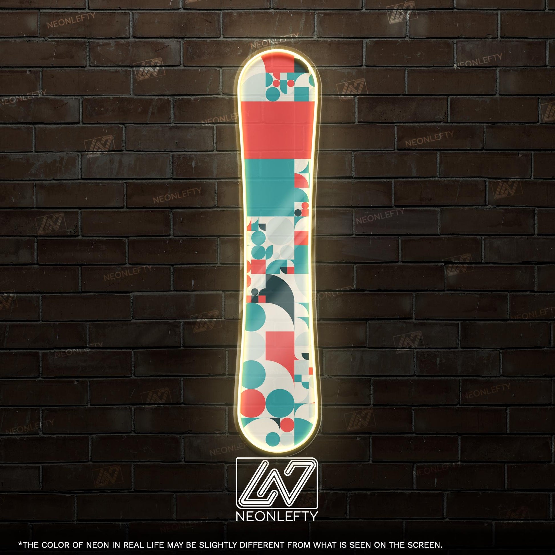 Snowboard - LED Neon Sign wall decor with abstract pattern, perfect for ski lodges, sport shops, winter cabins,action-sports themed spaces