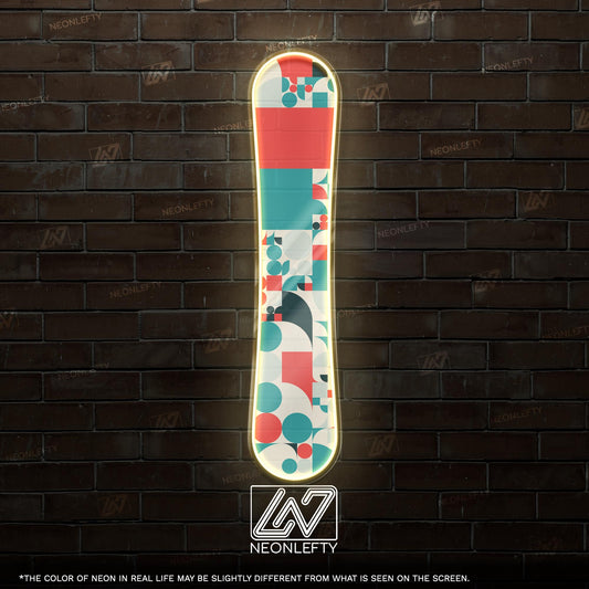 Snowboard - LED Neon Sign wall decor with abstract pattern, perfect for ski lodges, sport shops, winter cabins,action-sports themed spaces