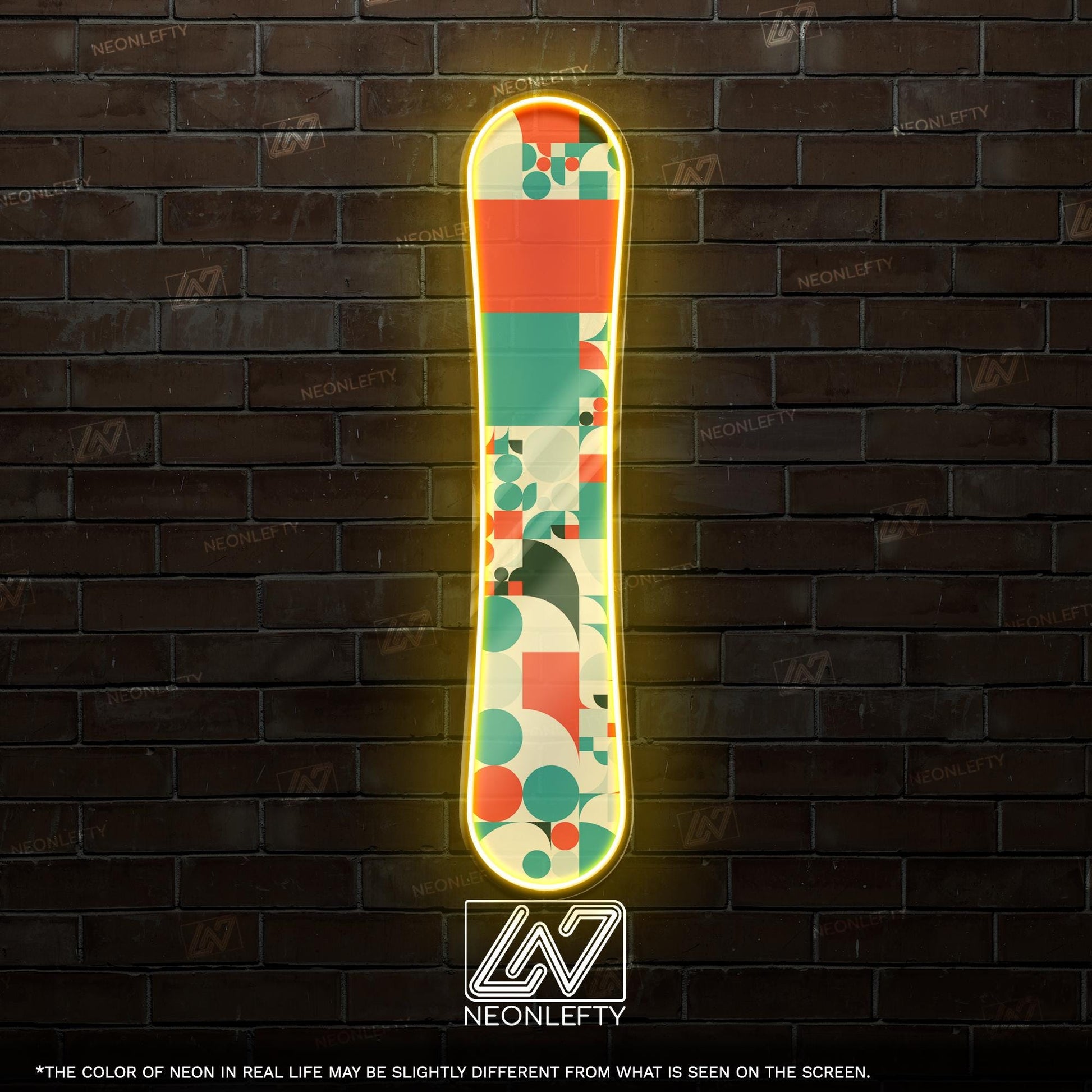 Snowboard - LED Neon Sign wall decor with abstract pattern, perfect for ski lodges, sport shops, winter cabins,action-sports themed spaces