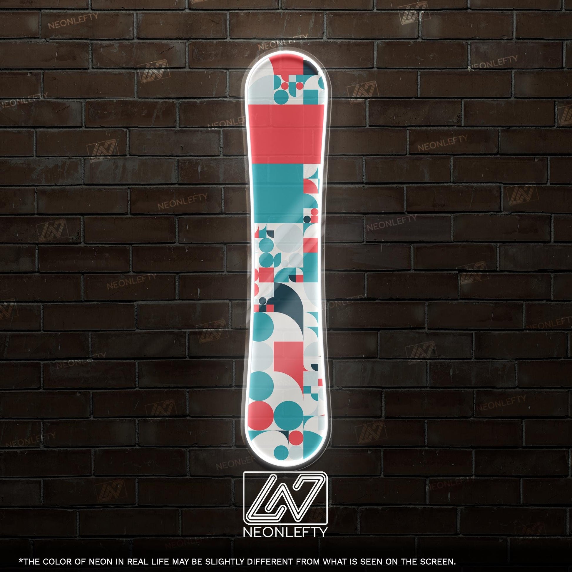 Snowboard - LED Neon Sign wall decor with abstract pattern, perfect for ski lodges, sport shops, winter cabins,action-sports themed spaces