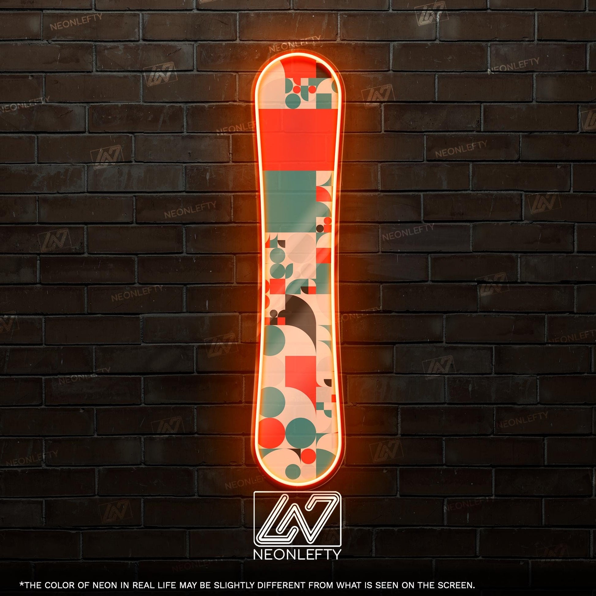 Snowboard - LED Neon Sign wall decor with abstract pattern, perfect for ski lodges, sport shops, winter cabins,action-sports themed spaces