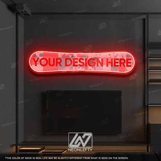 Custom Snowboard - LED Neon Sign wall decor with abstract pattern, perfect for ski lodges, sport shops, winter cabins, themed spaces