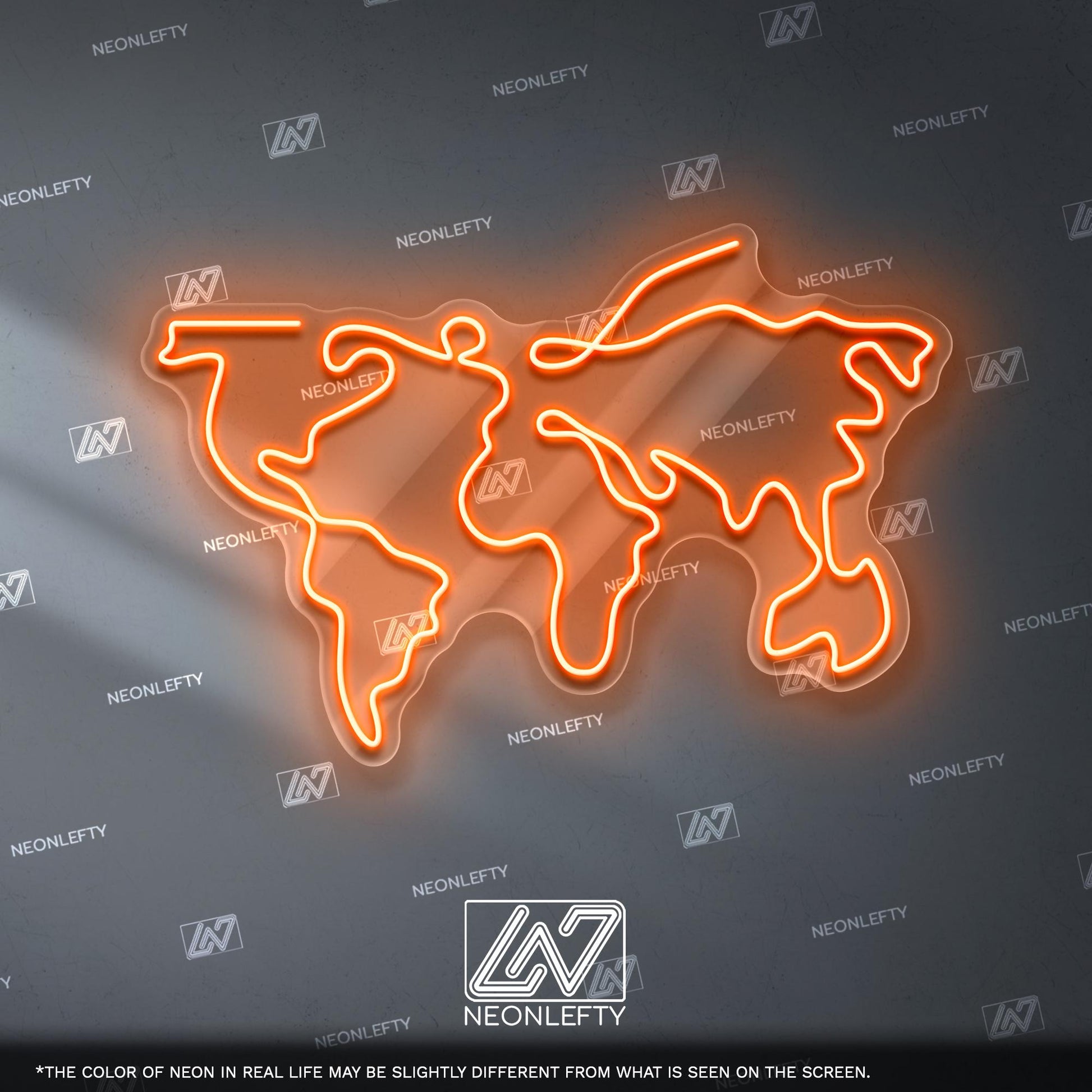 World Map - LED Neon Sign for Travel Enthusiasts and Global Decor Lovers, Unique Wall Light for Office, Study or Modern Living Space