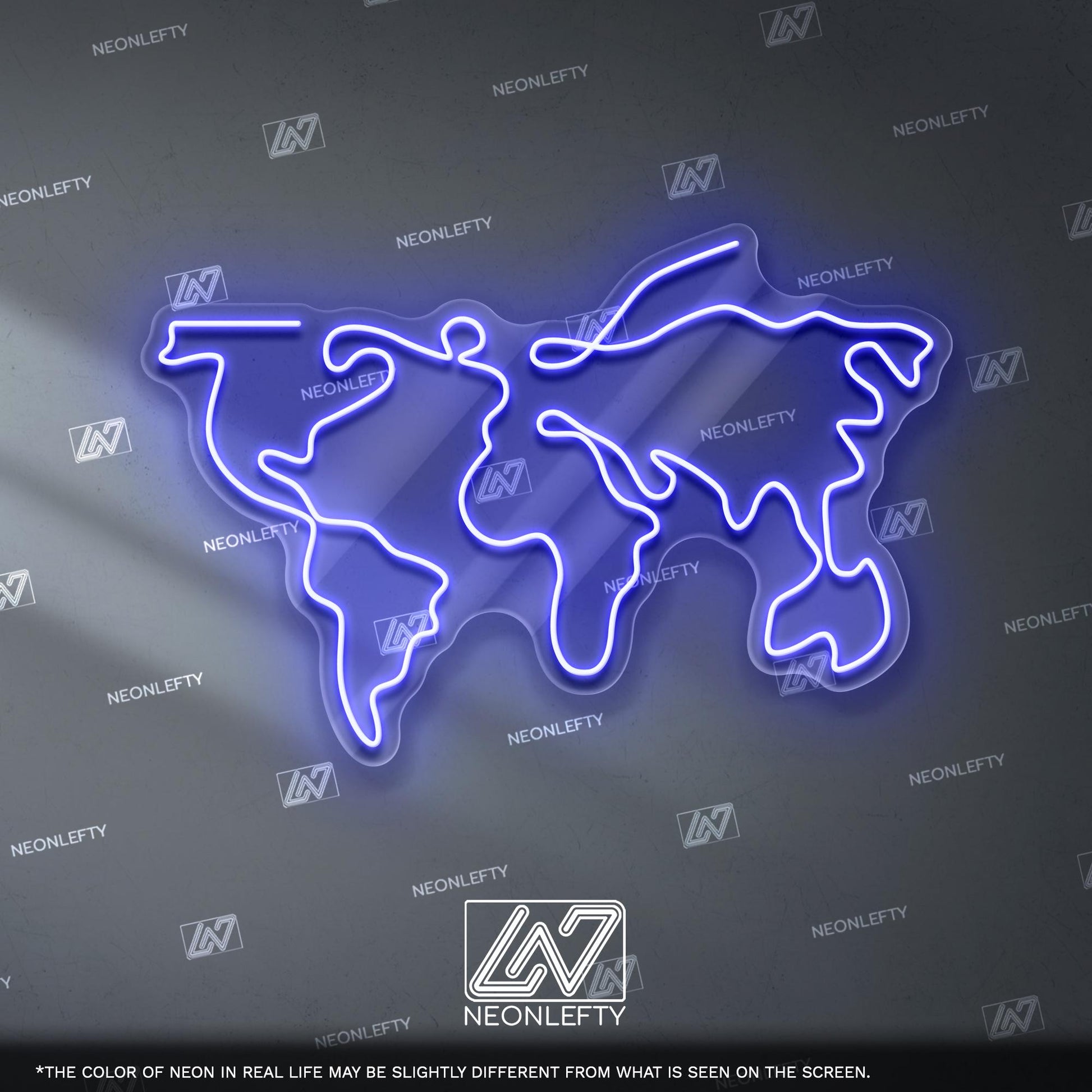 World Map - LED Neon Sign for Travel Enthusiasts and Global Decor Lovers, Unique Wall Light for Office, Study or Modern Living Space