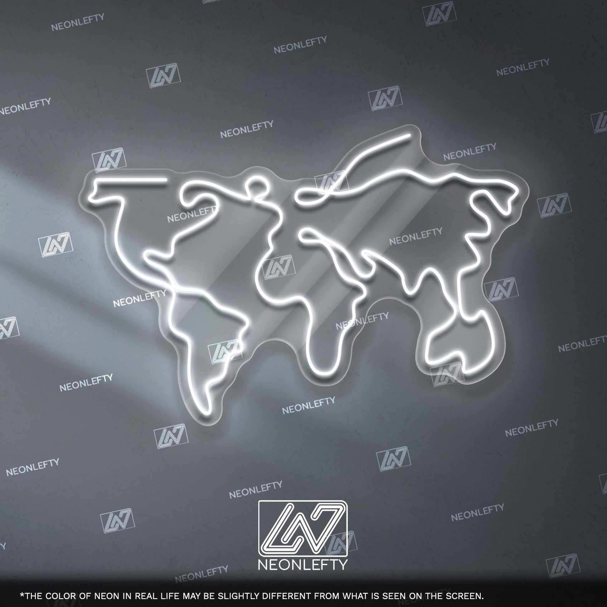 World Map - LED Neon Sign for Travel Enthusiasts and Global Decor Lovers, Unique Wall Light for Office, Study or Modern Living Space
