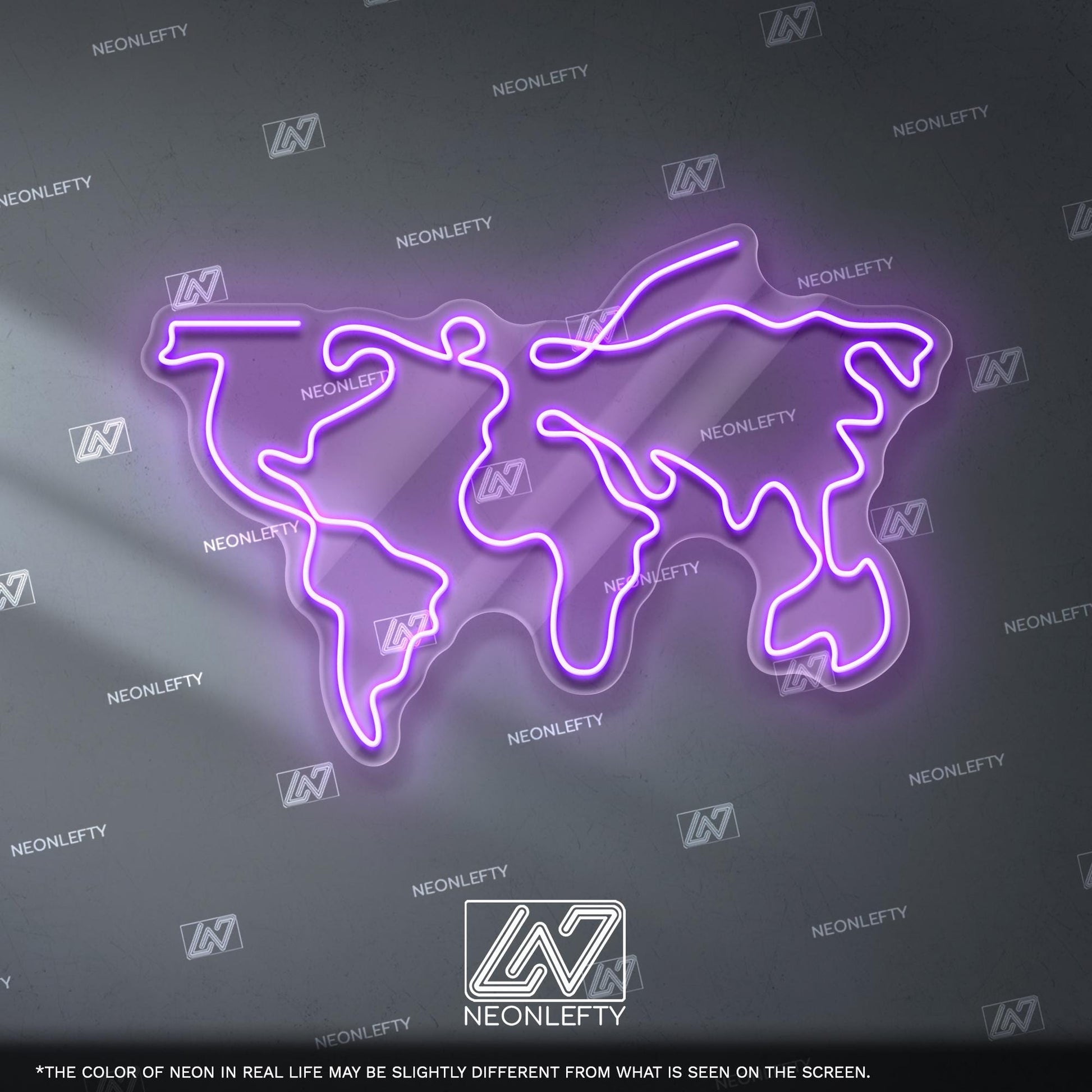 World Map - LED Neon Sign for Travel Enthusiasts and Global Decor Lovers, Unique Wall Light for Office, Study or Modern Living Space