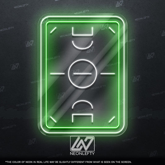 Football Stadium - LED neon sign for game room, sports bar, kids room or football fan cave decor with modern football pitch wall art design