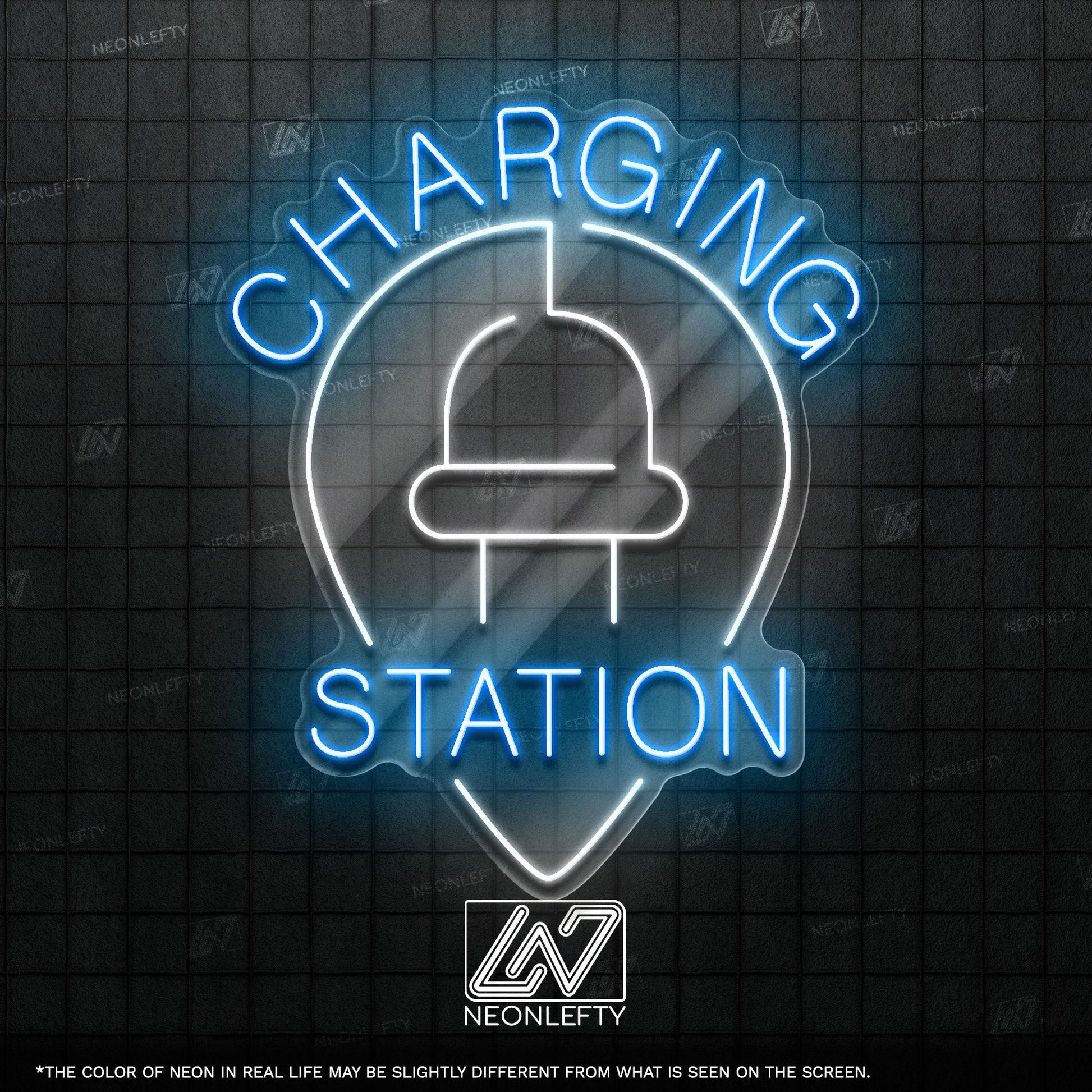 Charging Station - LED neon sign for electric vehicle charging areas, garages, parking lots or EV-friendly business spaces with clean design