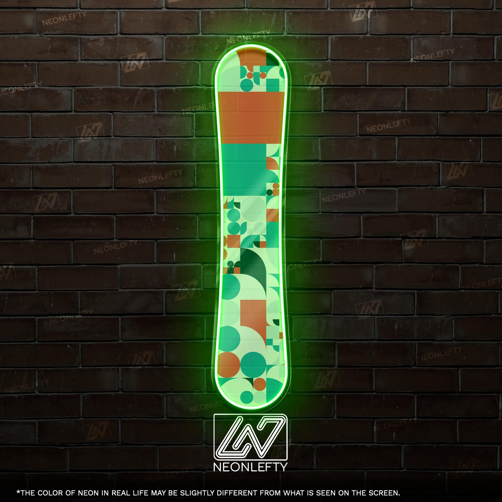 Snowboard - LED Neon Sign wall decor with abstract pattern, perfect for ski lodges, sport shops, winter cabins,action-sports themed spaces