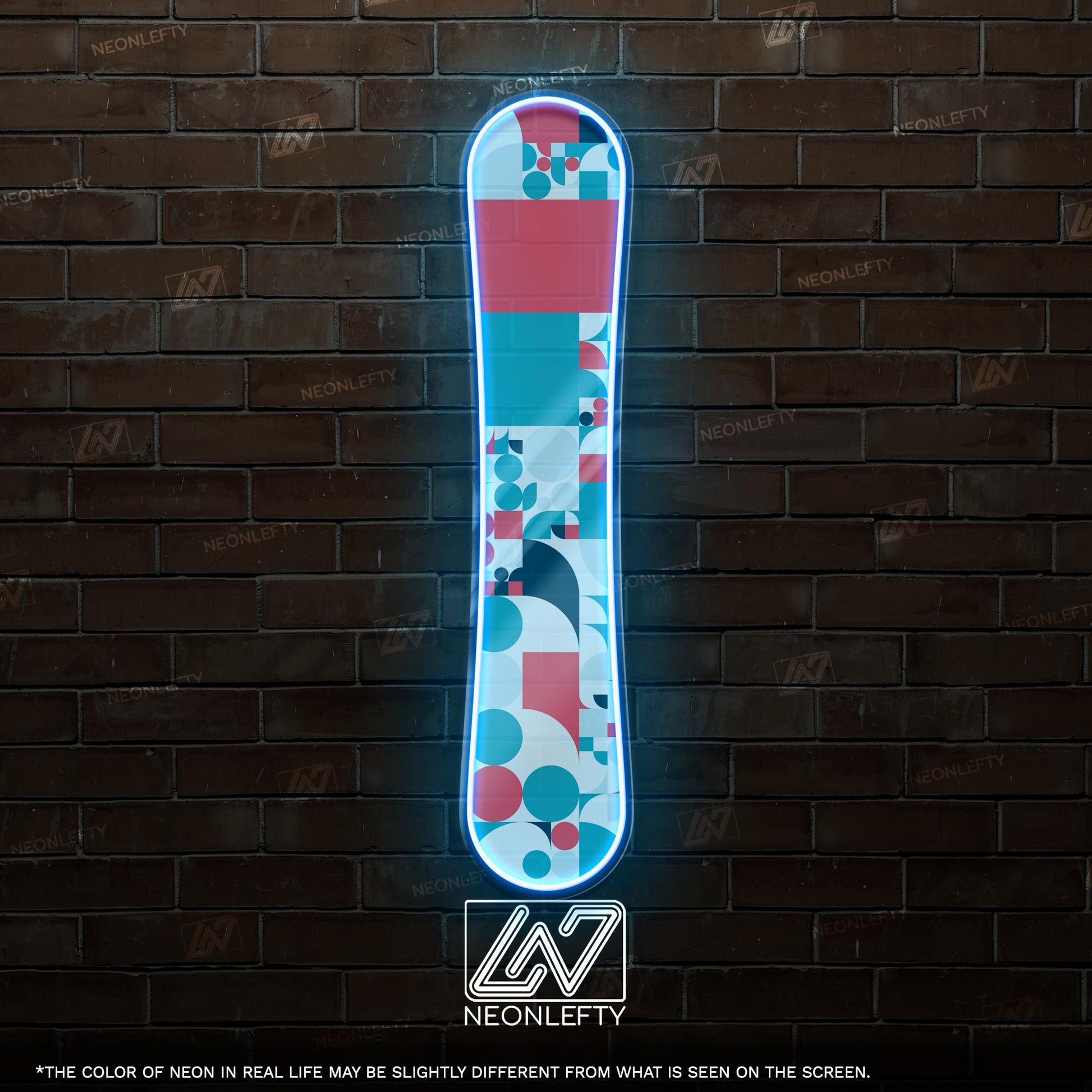 Snowboard - LED Neon Sign wall decor with abstract pattern, perfect for ski lodges, sport shops, winter cabins,action-sports themed spaces