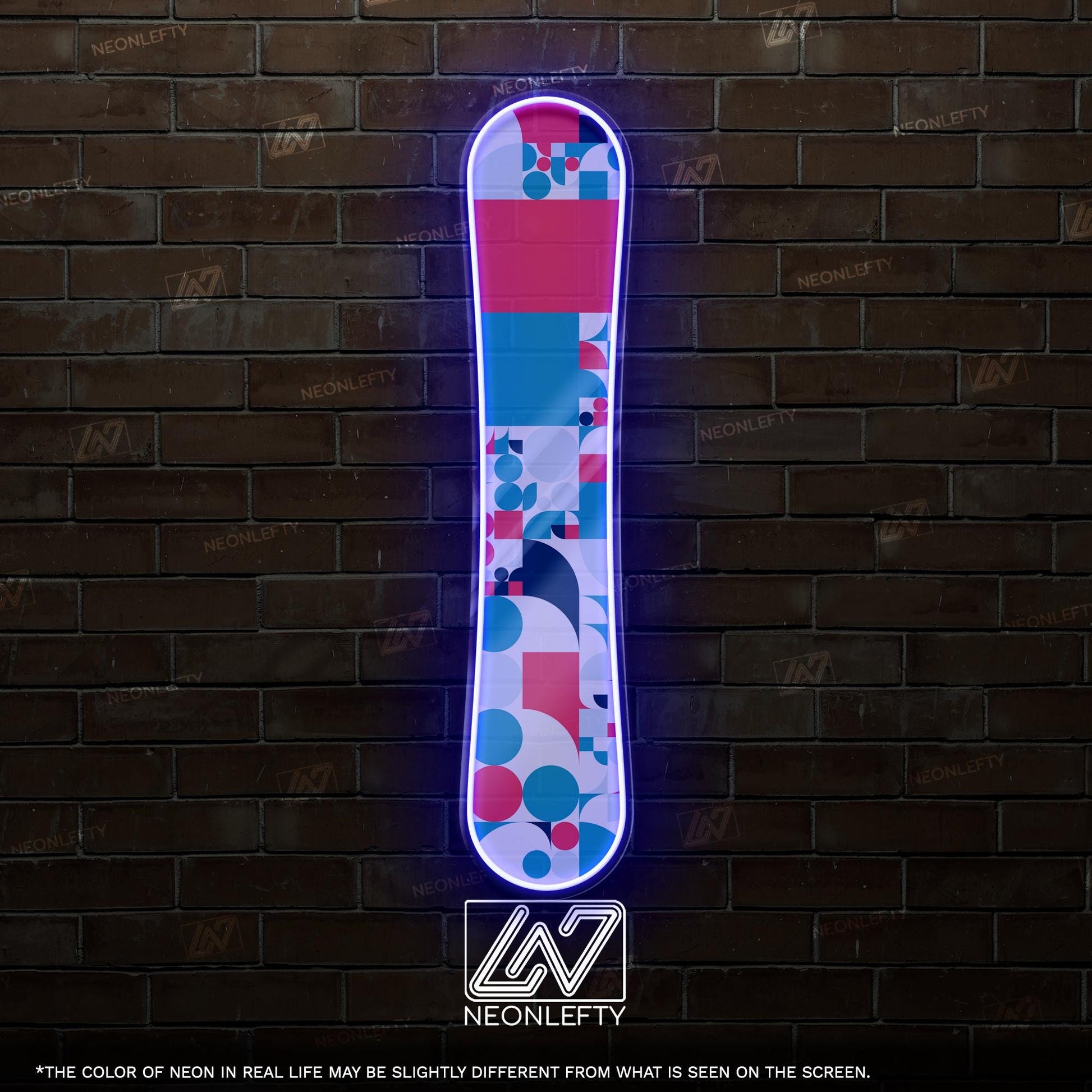 Snowboard - LED Neon Sign wall decor with abstract pattern, perfect for ski lodges, sport shops, winter cabins,action-sports themed spaces