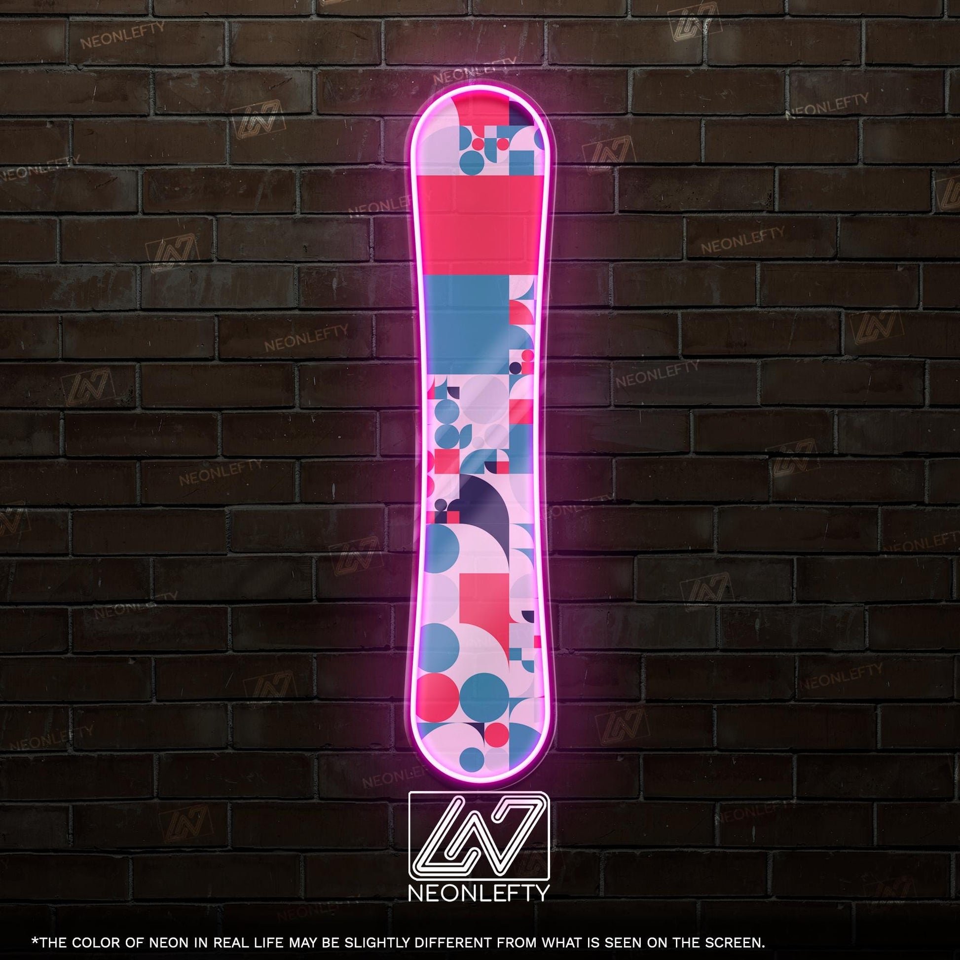 Snowboard - LED Neon Sign wall decor with abstract pattern, perfect for ski lodges, sport shops, winter cabins,action-sports themed spaces