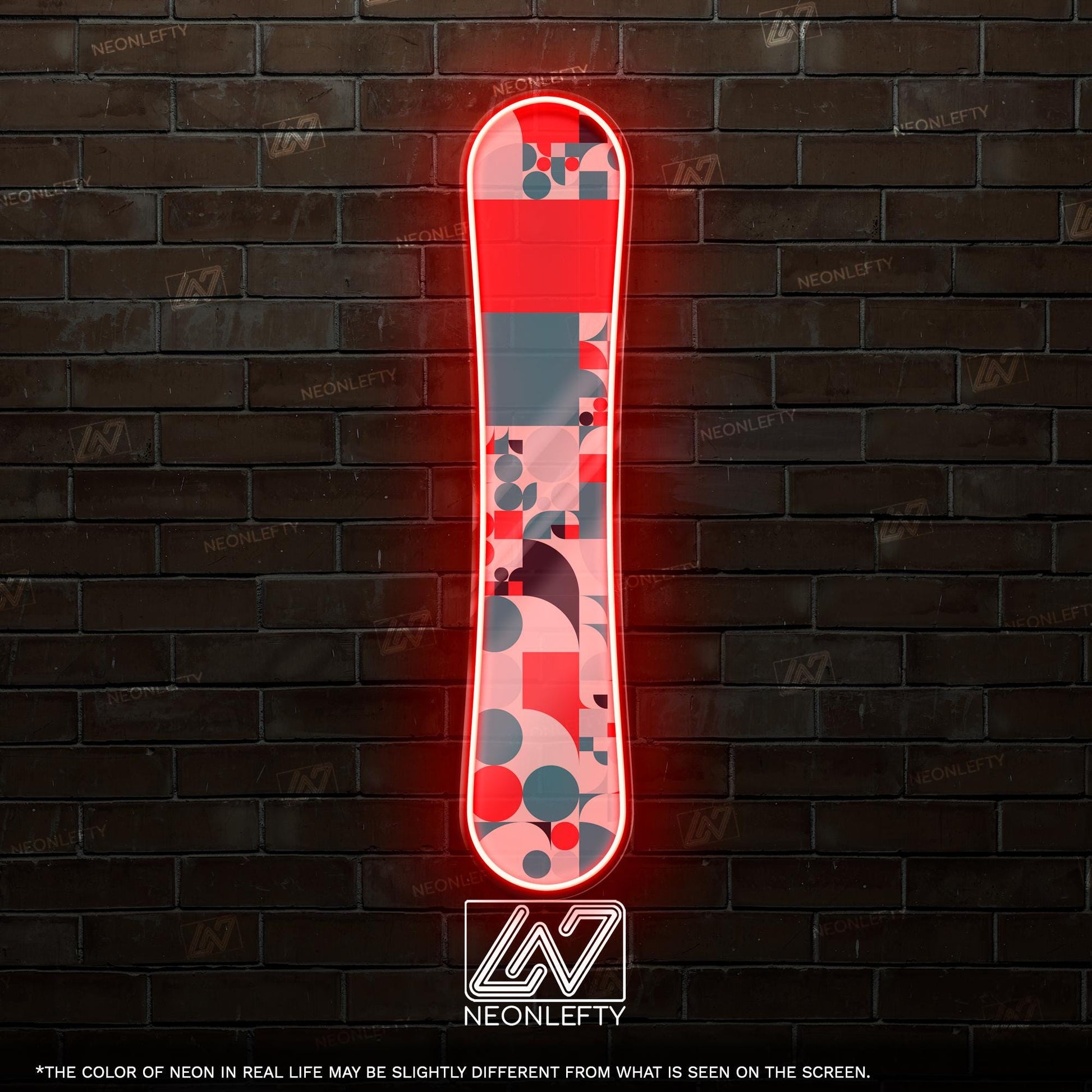 Snowboard - LED Neon Sign wall decor with abstract pattern, perfect for ski lodges, sport shops, winter cabins,action-sports themed spaces
