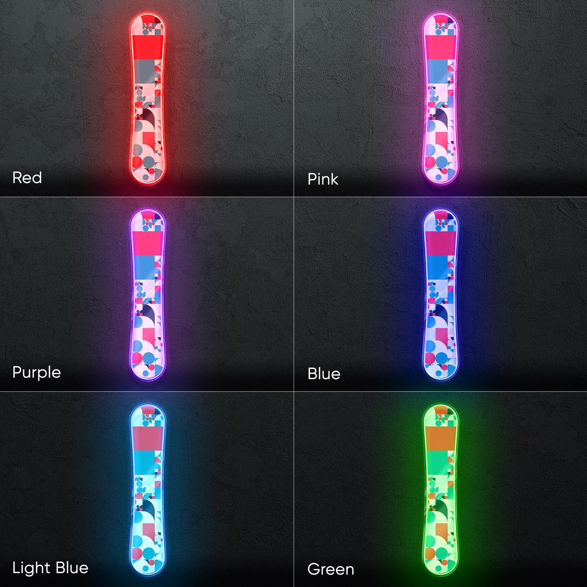 Snowboard - LED Neon Sign wall decor with abstract pattern, perfect for ski lodges, sport shops, winter cabins,action-sports themed spaces
