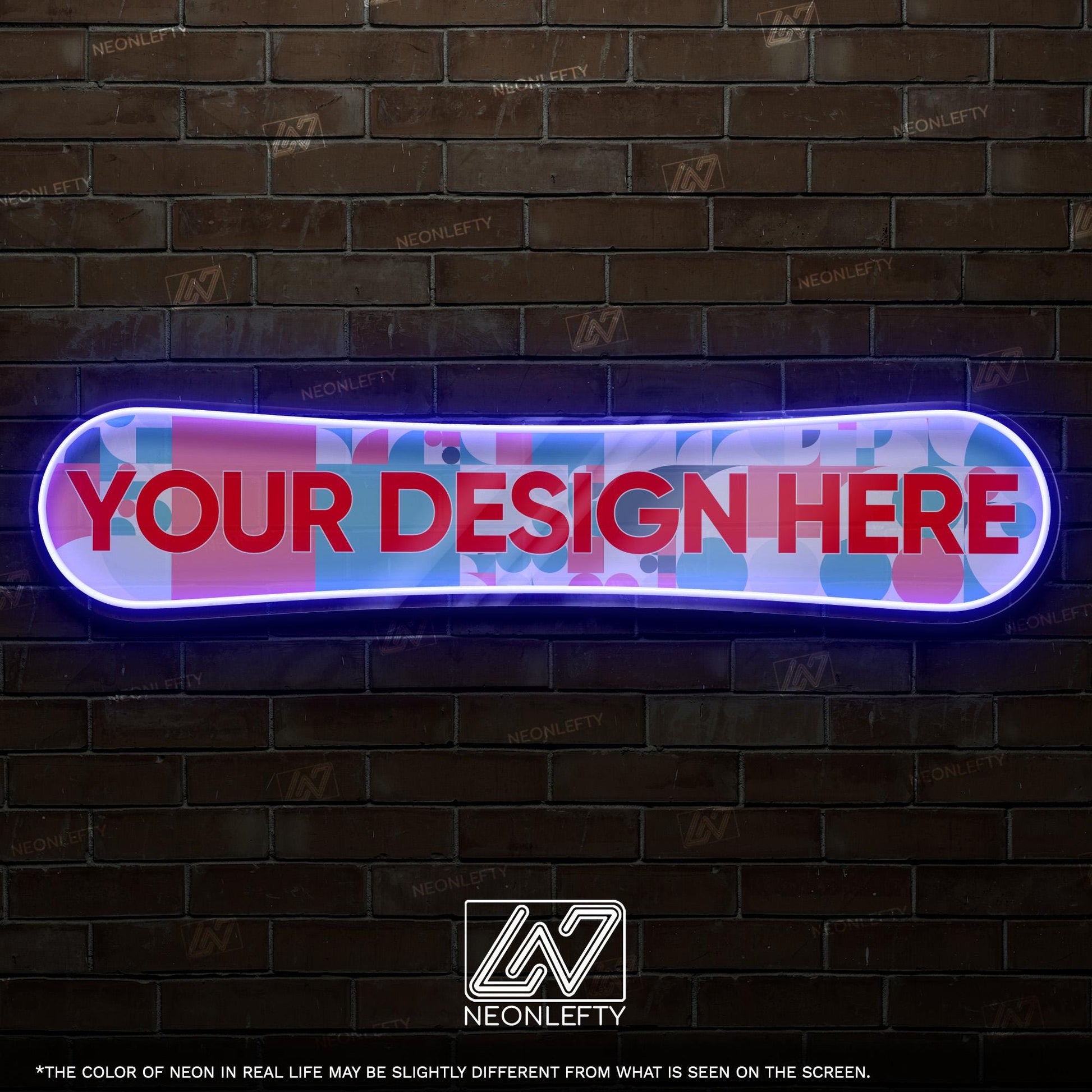 Custom Snowboard - LED Neon Sign wall decor with abstract pattern, perfect for ski lodges, sport shops, winter cabins, themed spaces