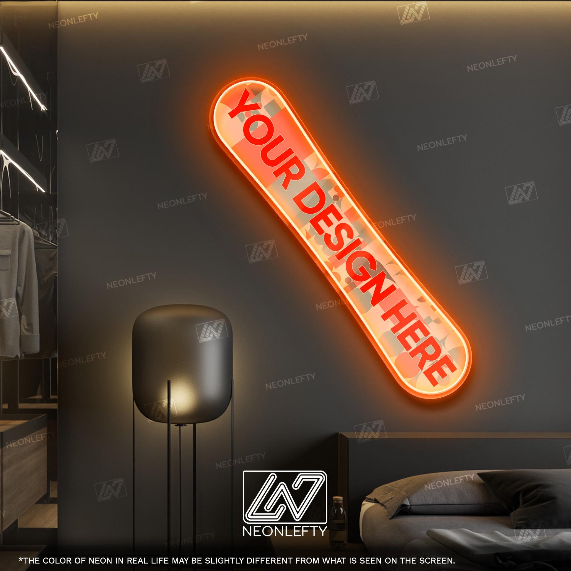 Custom Snowboard - LED Neon Sign wall decor with abstract pattern, perfect for ski lodges, sport shops, winter cabins, themed spaces