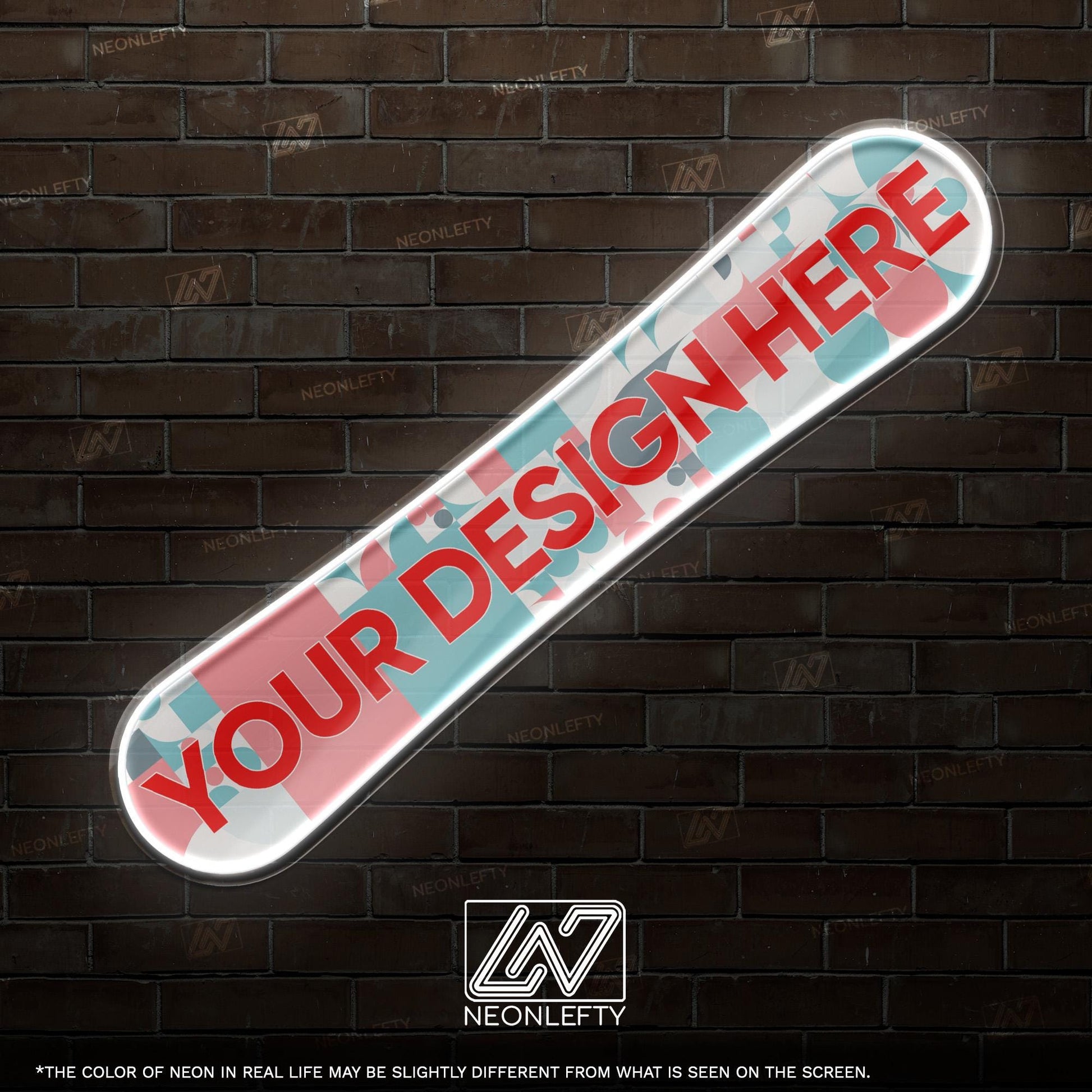 Custom Snowboard - LED Neon Sign wall decor with abstract pattern, perfect for ski lodges, sport shops, winter cabins, themed spaces