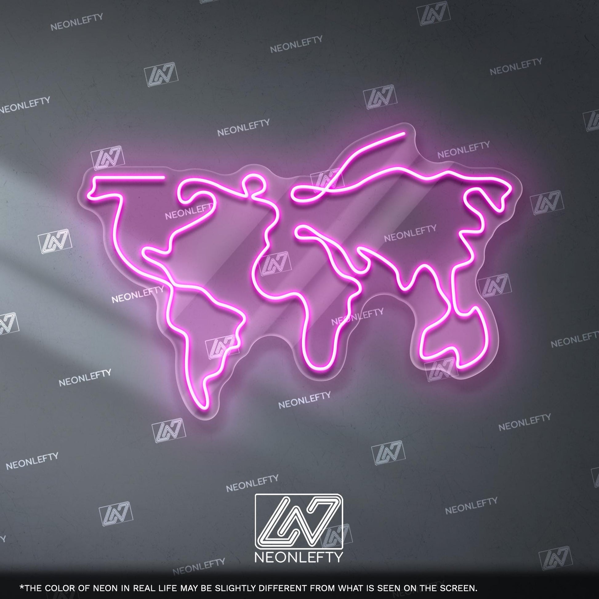 World Map - LED Neon Sign for Travel Enthusiasts and Global Decor Lovers, Unique Wall Light for Office, Study or Modern Living Space