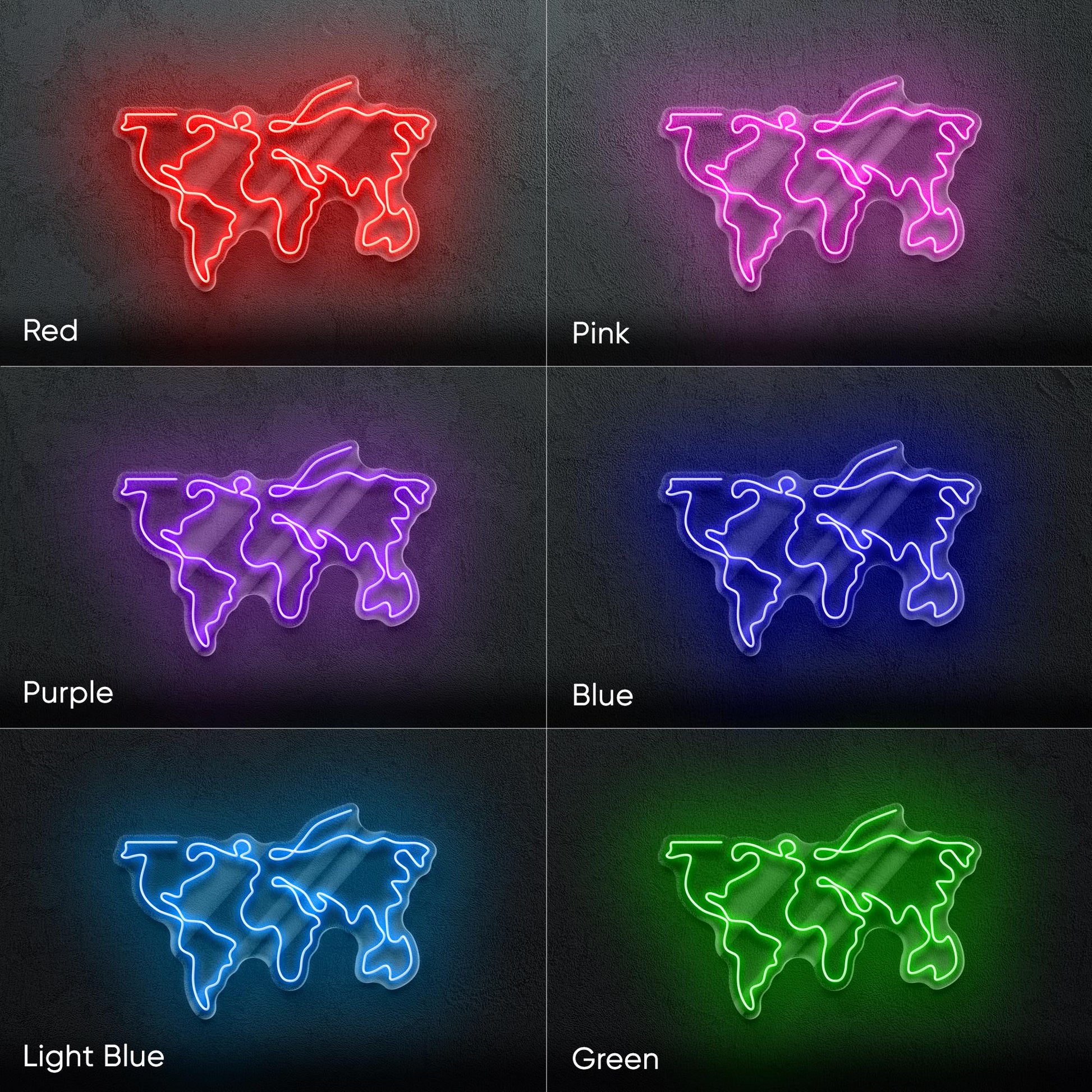 World Map - LED Neon Sign for Travel Enthusiasts and Global Decor Lovers, Unique Wall Light for Office, Study or Modern Living Space
