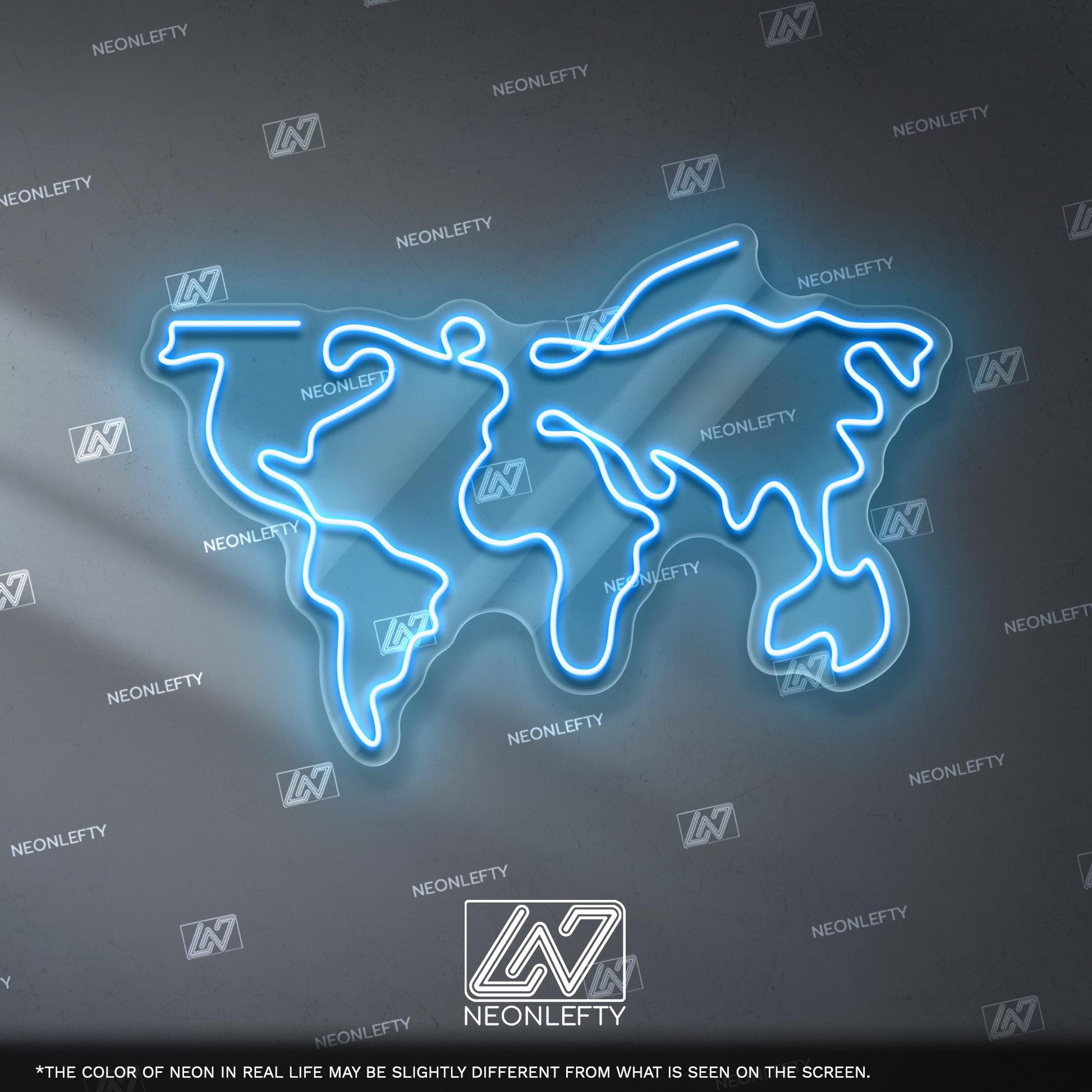World Map - LED Neon Sign for Travel Enthusiasts and Global Decor Lovers, Unique Wall Light for Office, Study or Modern Living Space