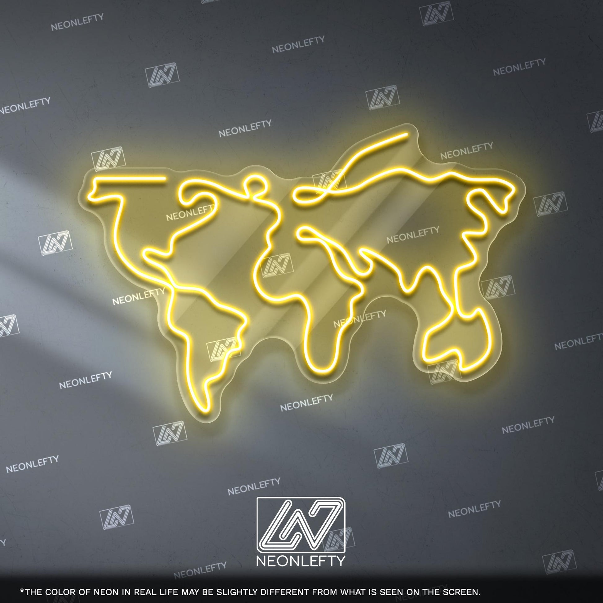 World Map - LED Neon Sign for Travel Enthusiasts and Global Decor Lovers, Unique Wall Light for Office, Study or Modern Living Space