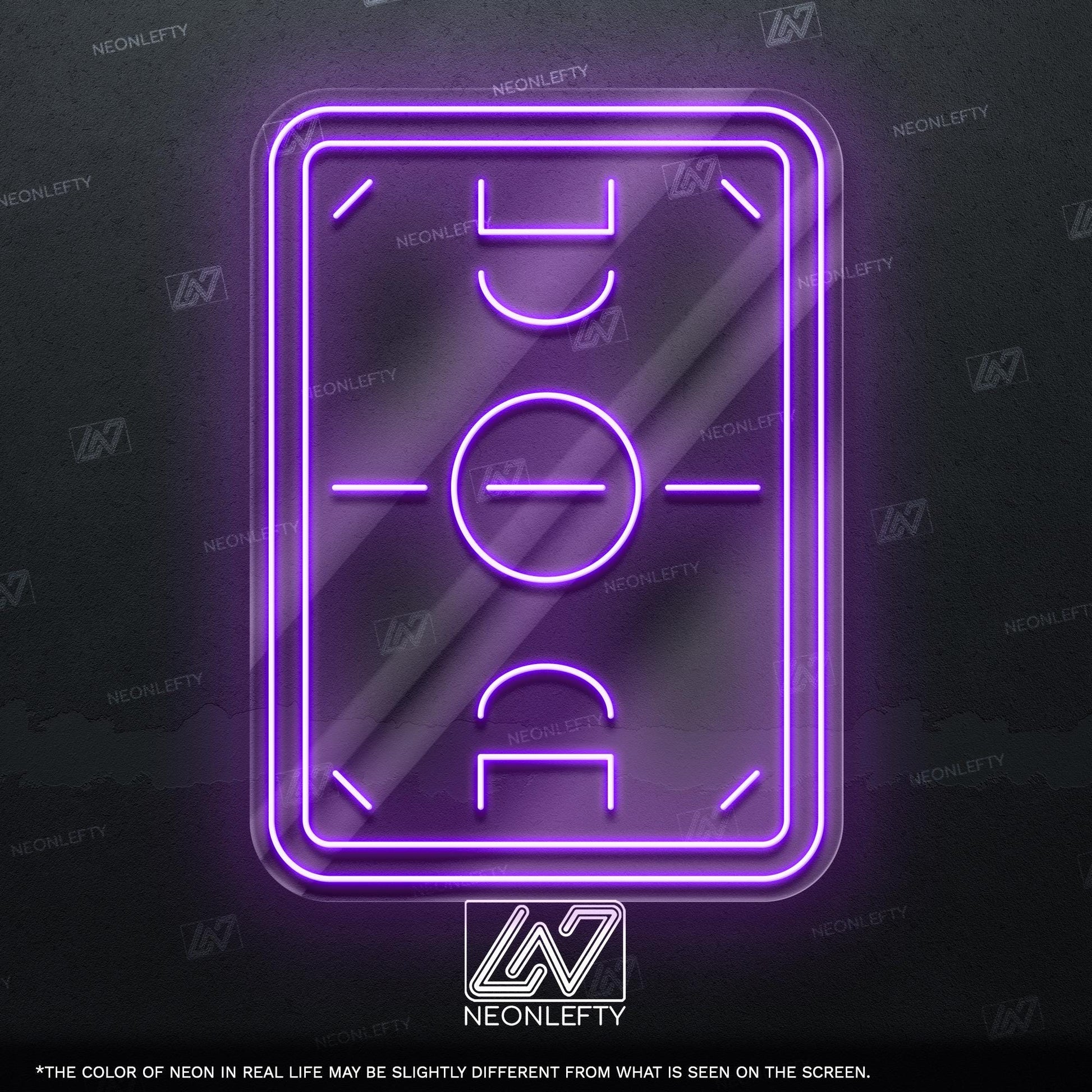 Football Stadium - LED neon sign for game room, sports bar, kids room or football fan cave decor with modern football pitch wall art design