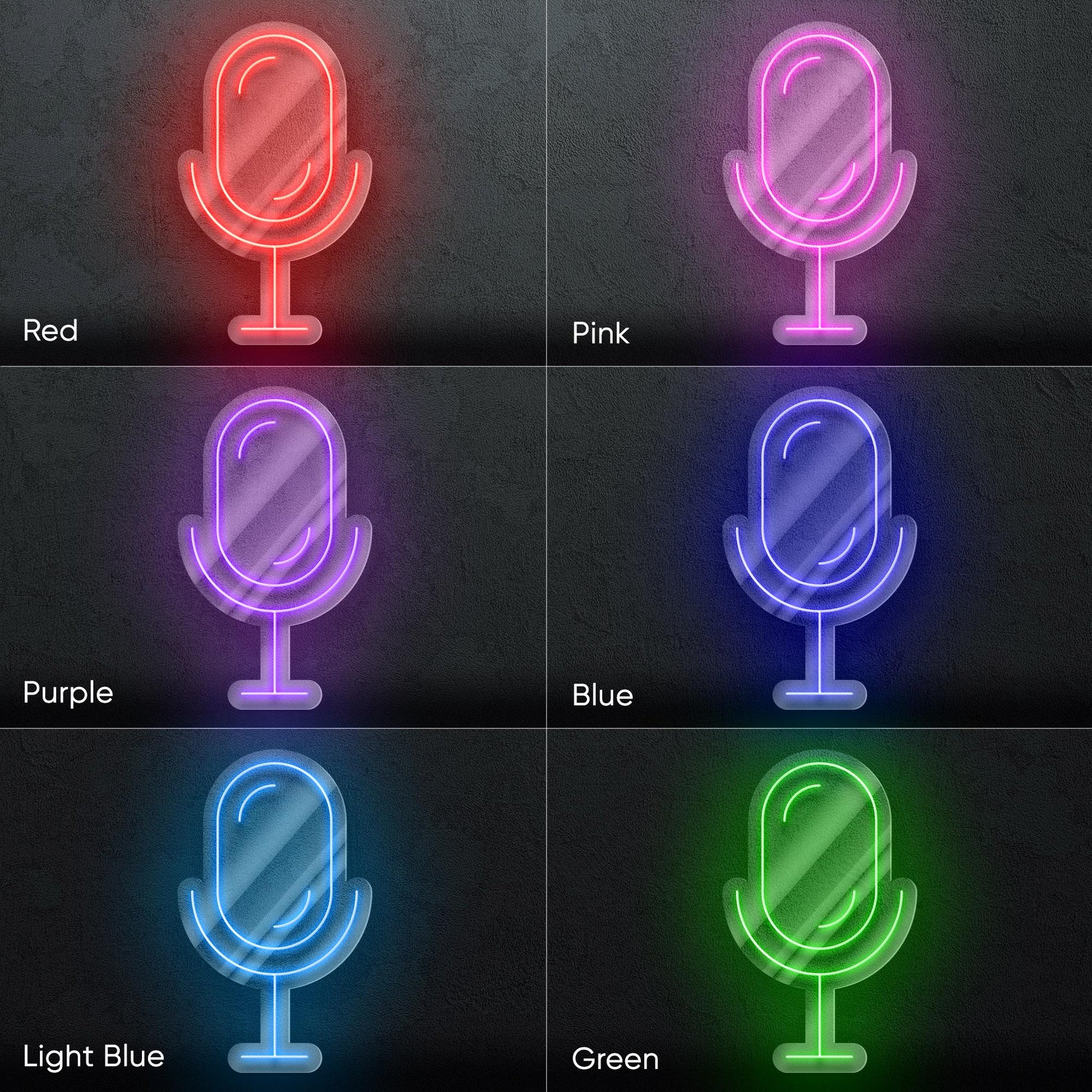 Microphone - LED neon sign, studio mic design perfect for podcast rooms, music studios, content creator setups, modern vocal-themed decor