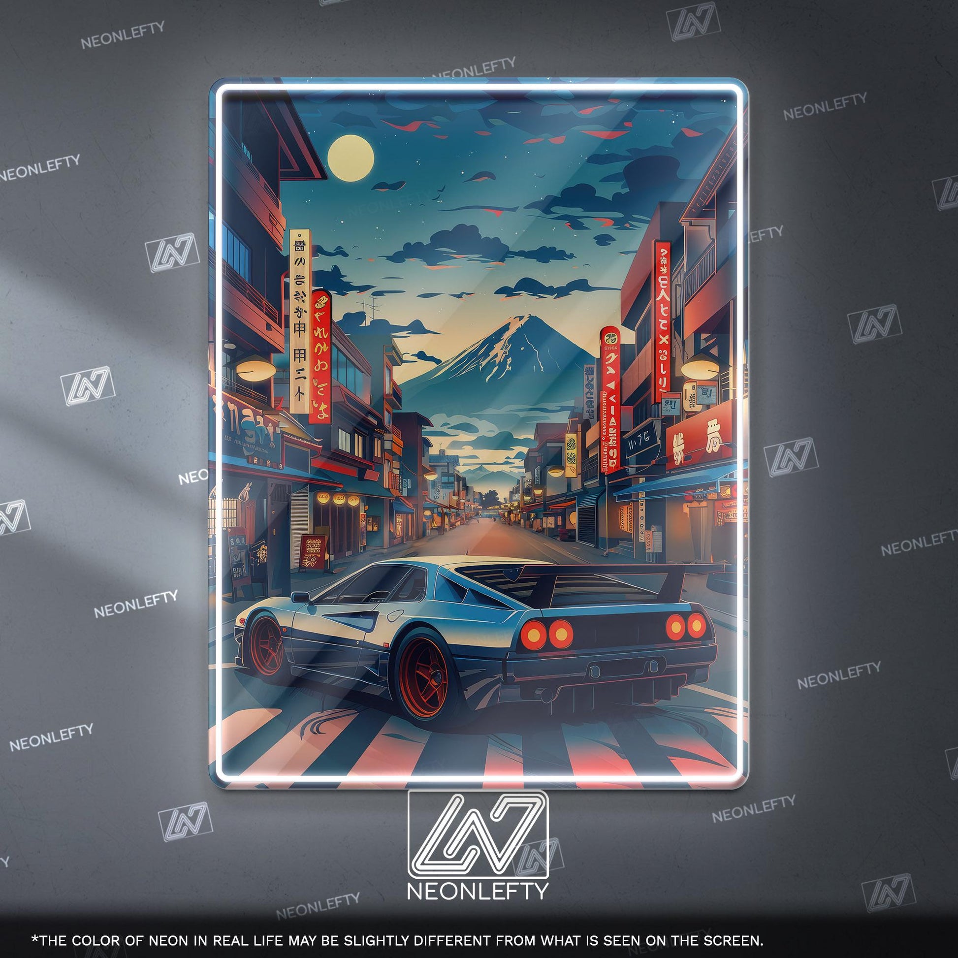 JDM Neon Sign - Retro Japanese street racing wall decor for car lovers, man cave, garage or gaming room ambience