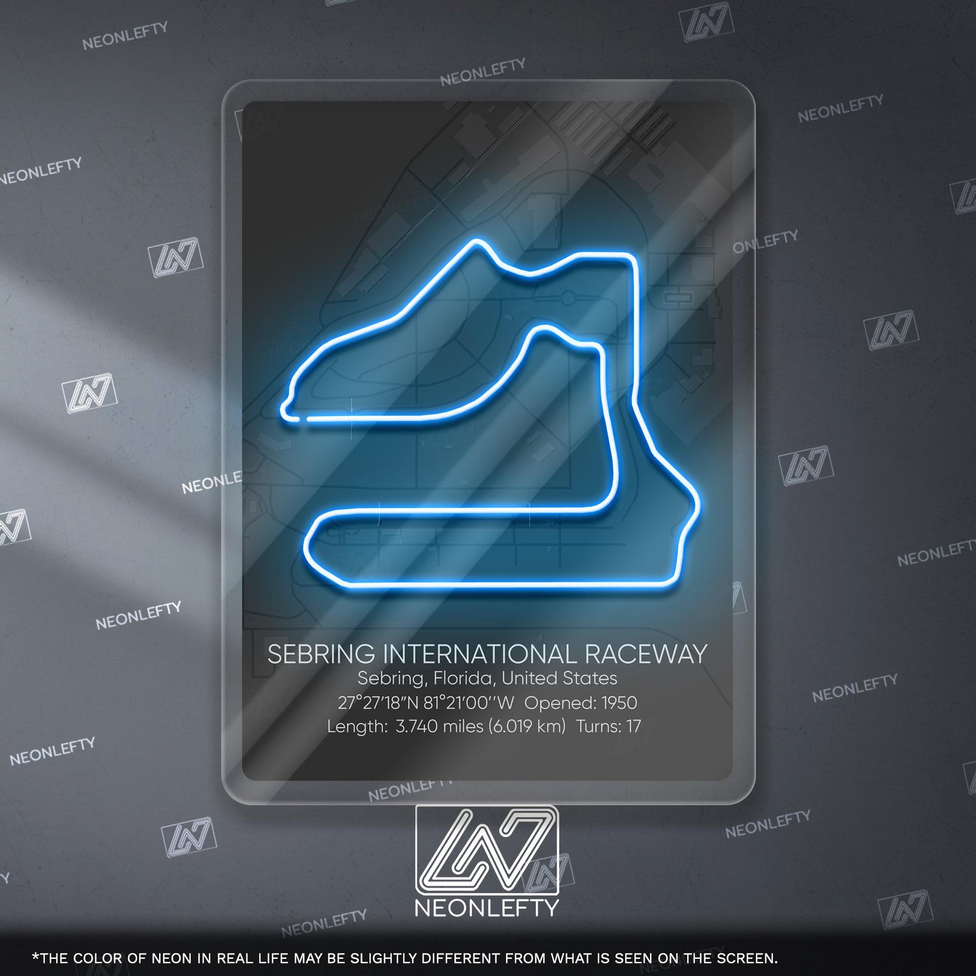 Sebring Neon Sign - Iconic motorsport wall decor inspired by Sebring International Raceway, perfect for garage, man cave or racing fan space