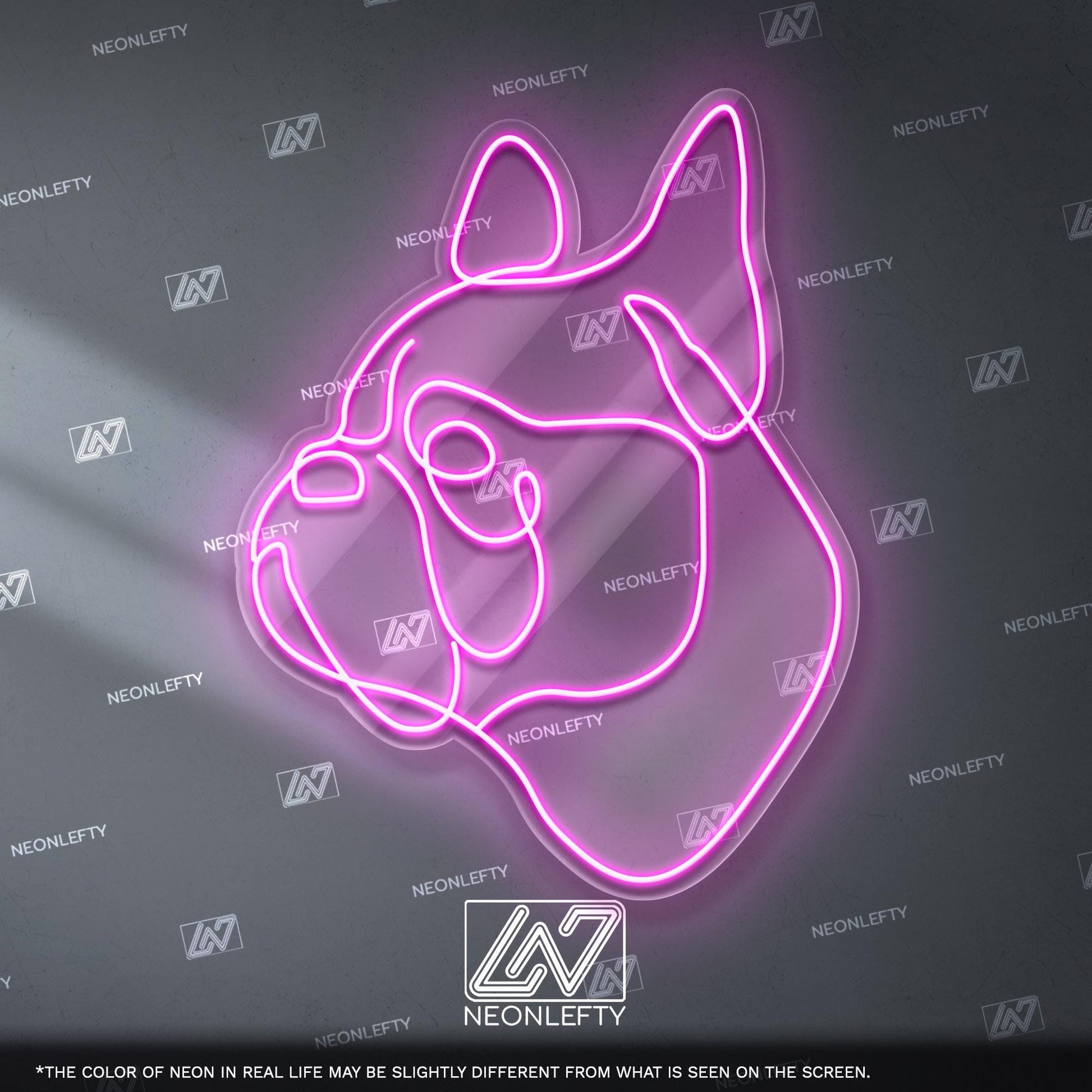 French Bulldog Neon Sign - Minimalist line dog wall art for pet lovers, perfect for living room, hallway, office or modern interior space