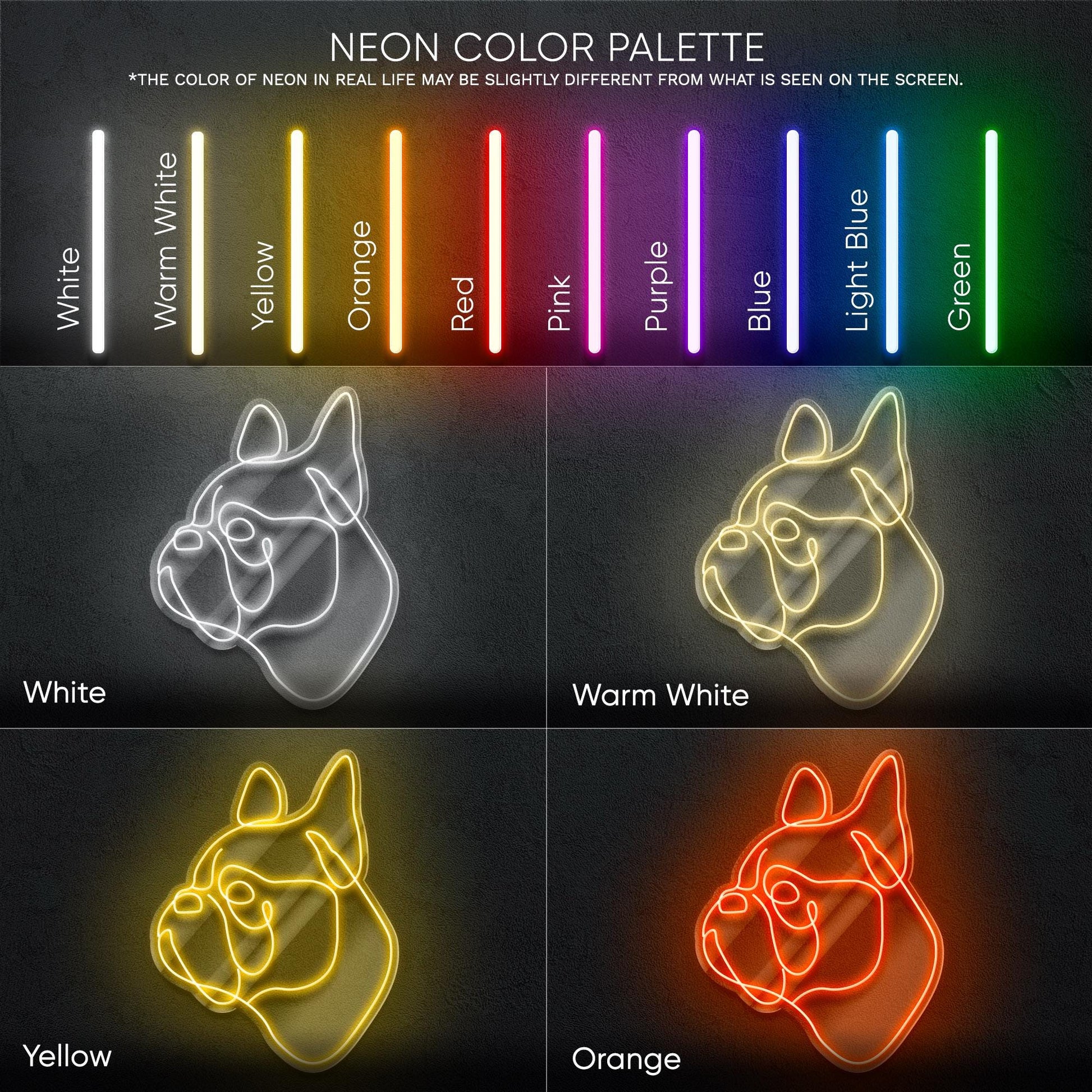 French Bulldog Neon Sign - Minimalist line dog wall art for pet lovers, perfect for living room, hallway, office or modern interior space