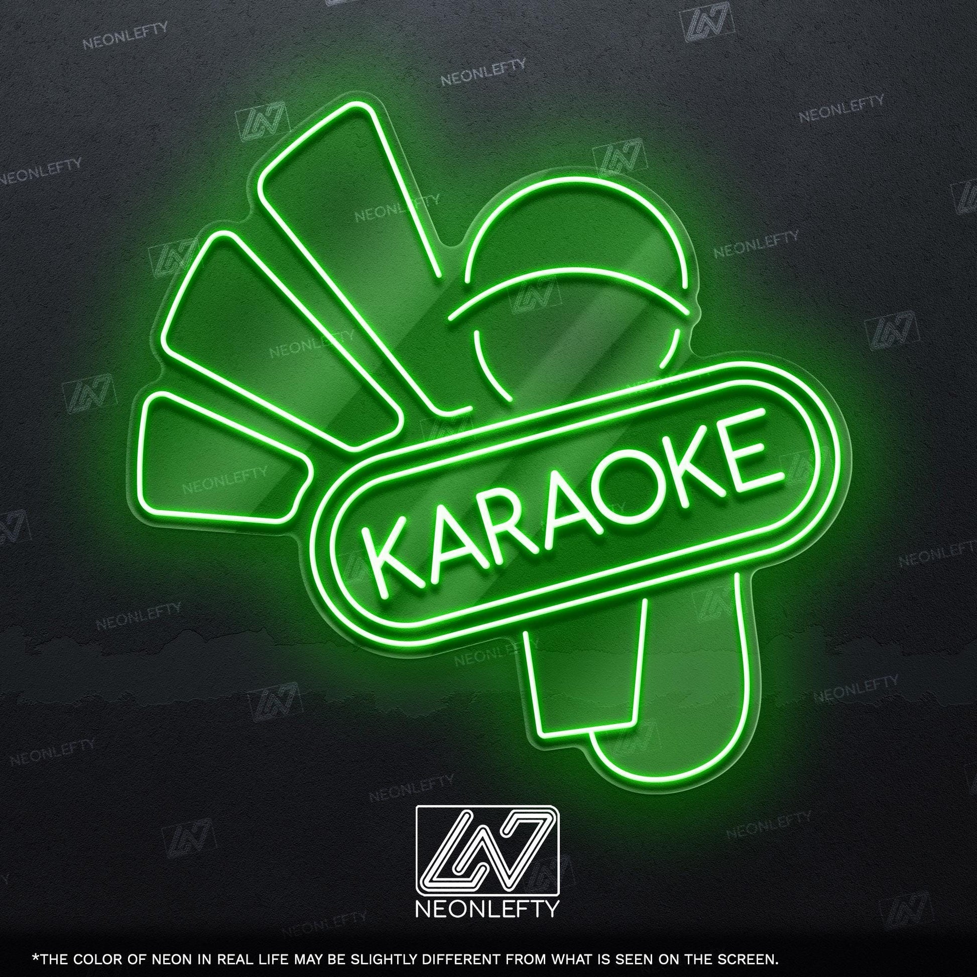 Karaoke - LED neon sign with microphone and sound waves design for karaoke bars, music rooms, home parties or singing lovers fun wall decor