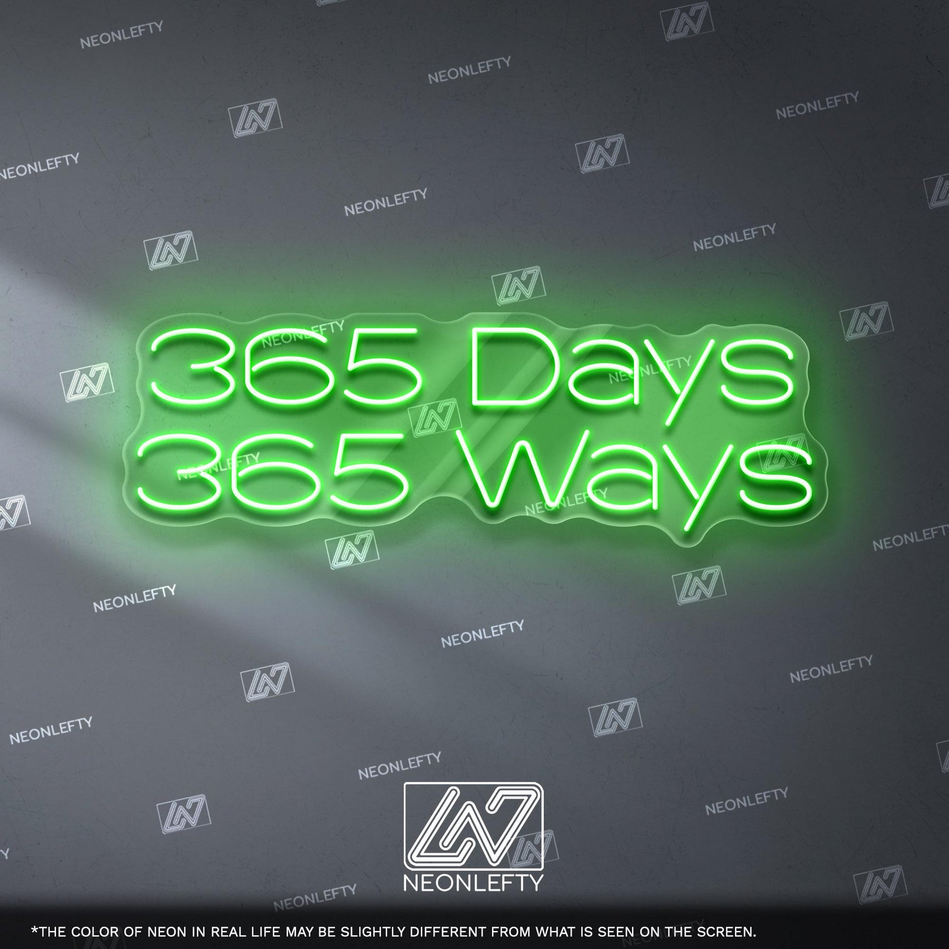 365 Days 365 Ways Neon Sign - Inspirational daily motivation quote wall decor for office, gym, studio, workspace with energetic modern vibes