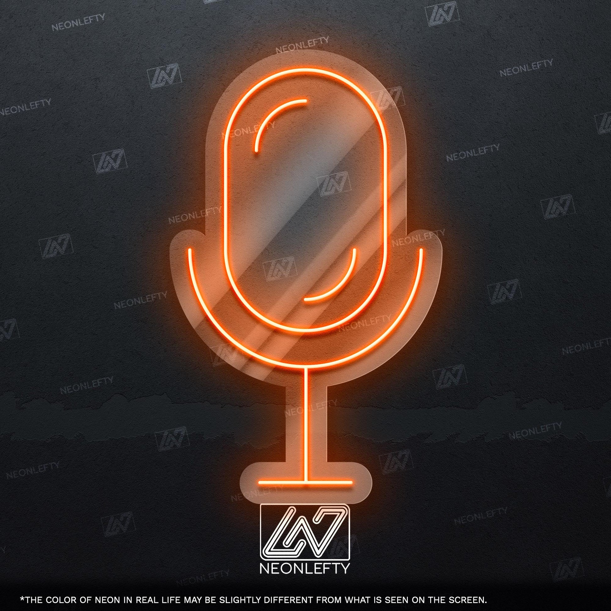 Microphone - LED neon sign, studio mic design perfect for podcast rooms, music studios, content creator setups, modern vocal-themed decor