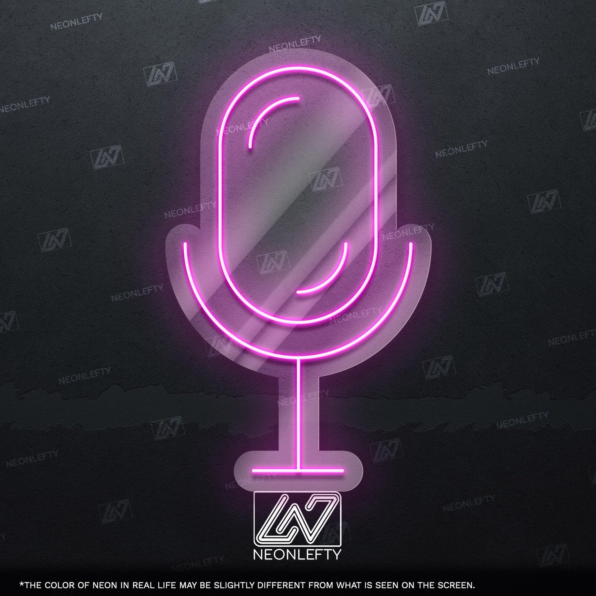 Microphone - LED neon sign, studio mic design perfect for podcast rooms, music studios, content creator setups, modern vocal-themed decor