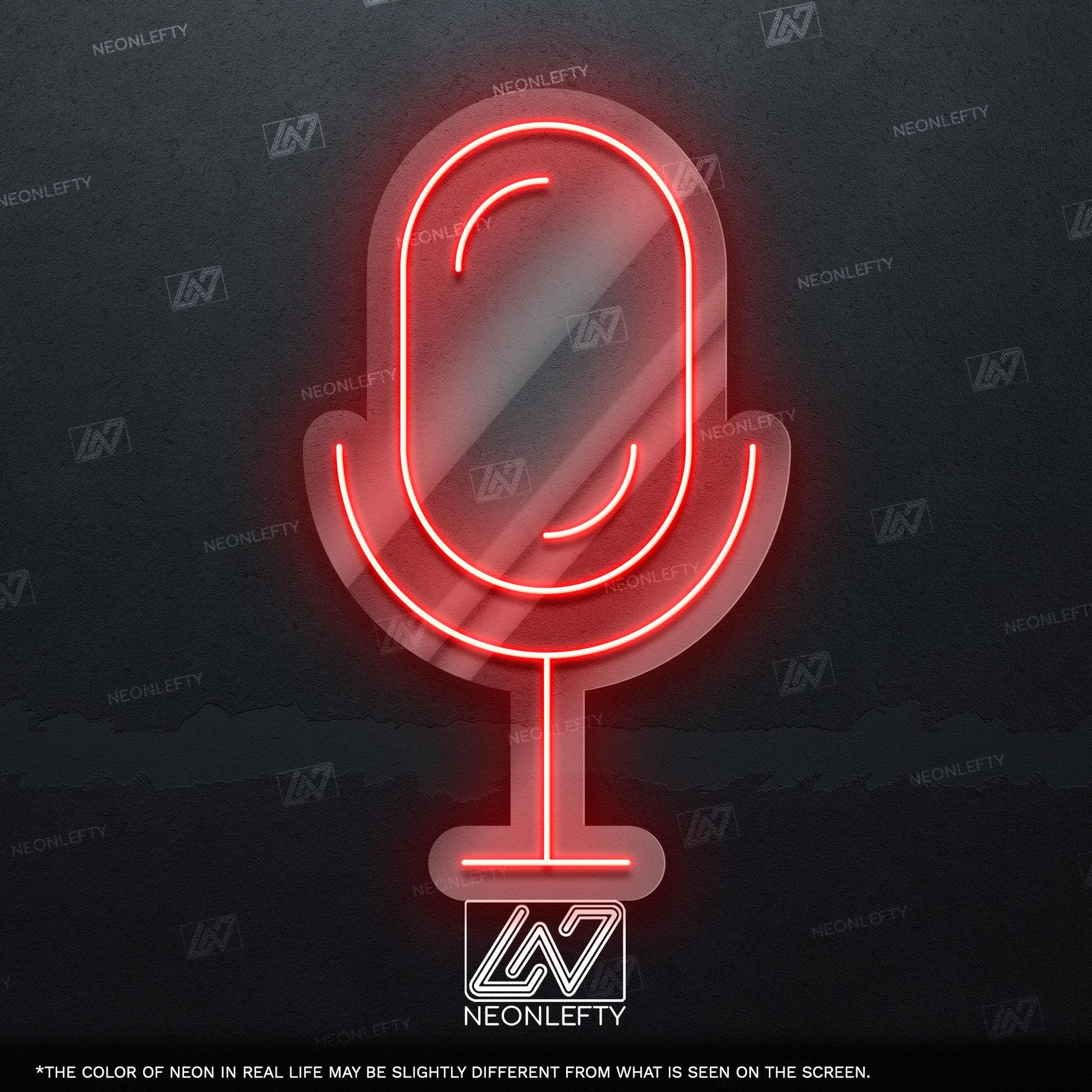 Microphone - LED neon sign, studio mic design perfect for podcast rooms, music studios, content creator setups, modern vocal-themed decor