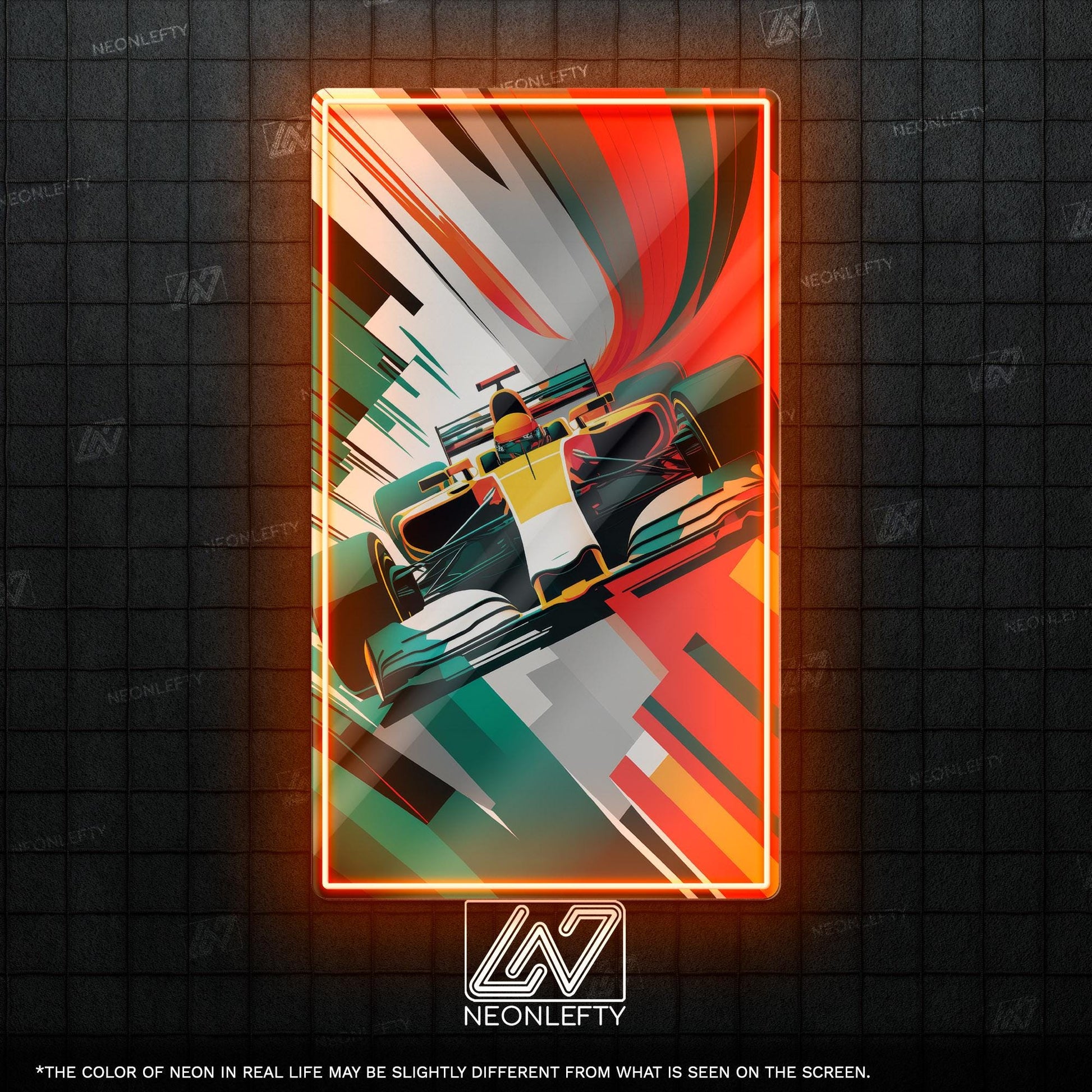 F1 Car - LED UV print neon sign with dynamic F1 race car design perfect for motorsport fans, game rooms, garages or racing-themed wall decor
