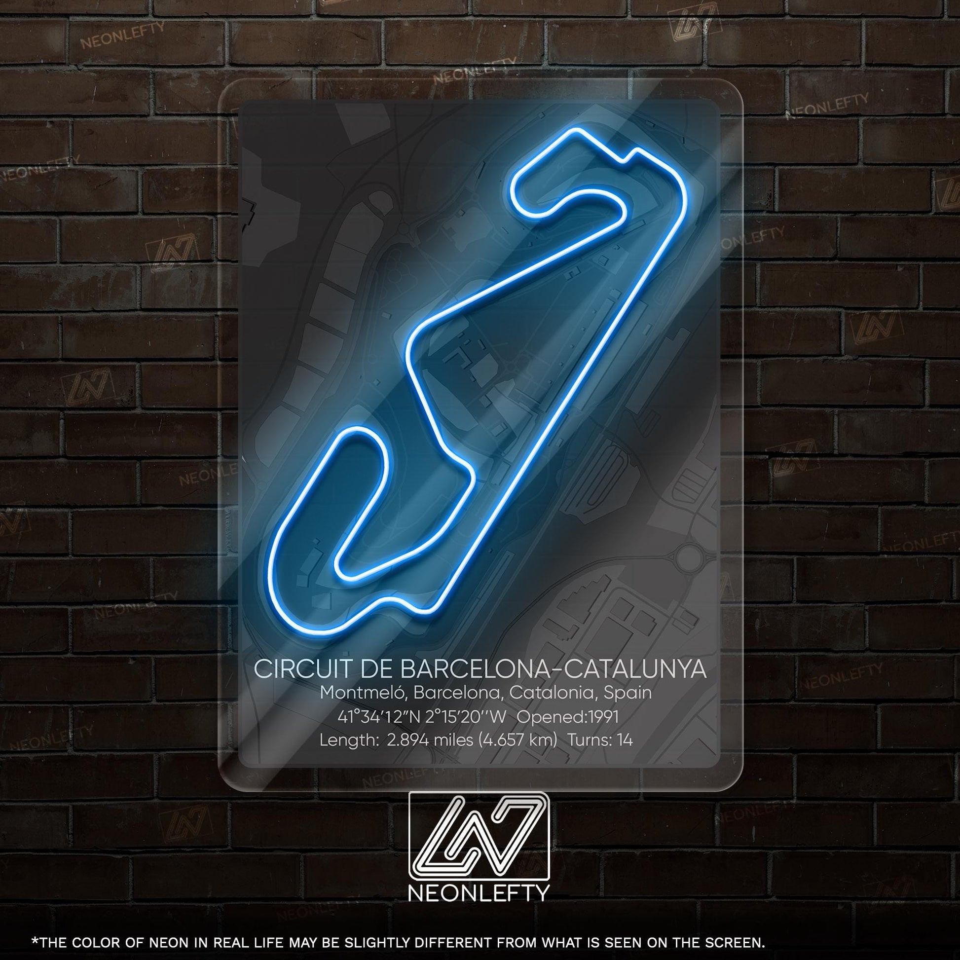 Barcelona-Catalunya Circuit Neon Sign - Famous Spanish Formula 1 track art for garage, man cave, gaming room or motorsport-inspired decor