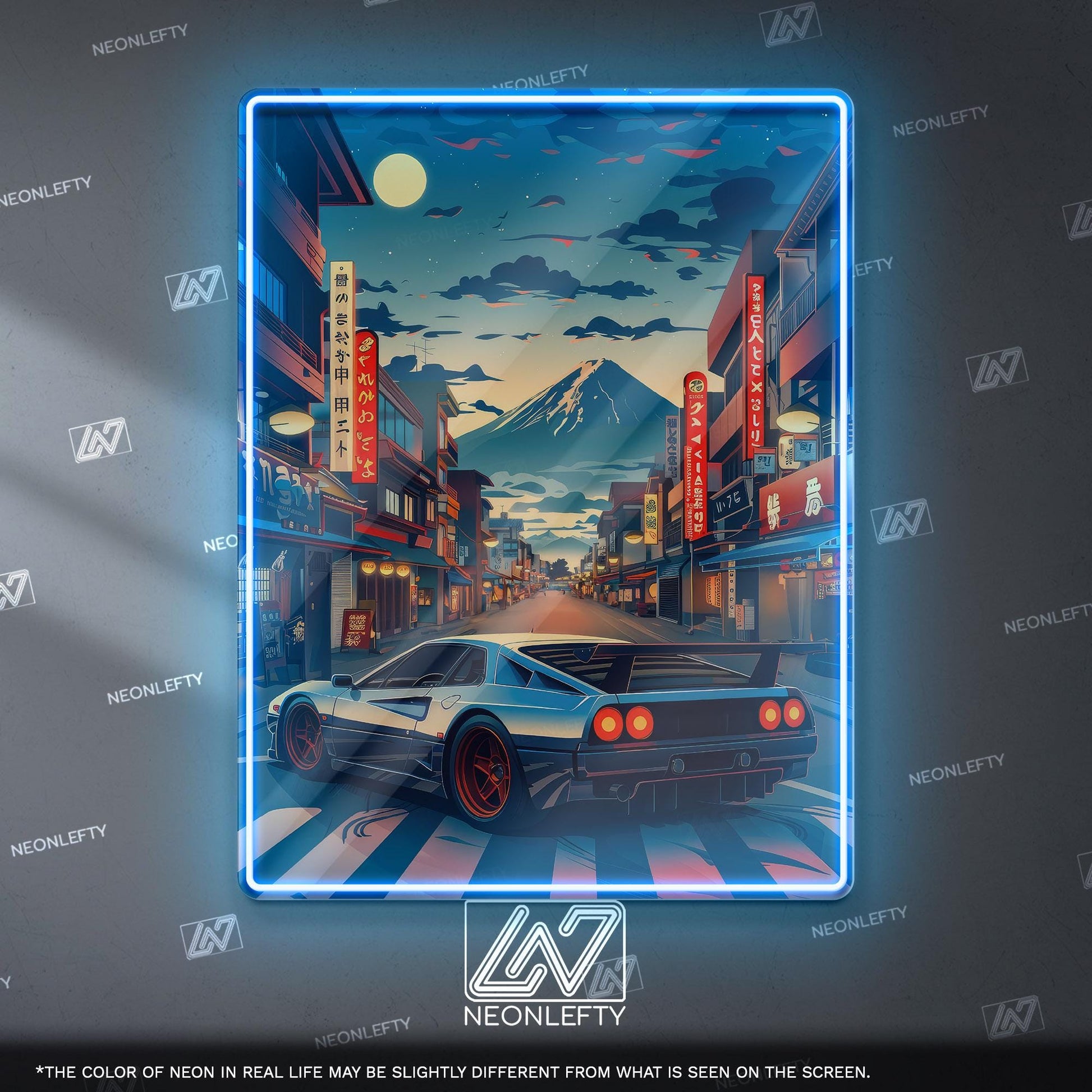 JDM Neon Sign - Retro Japanese street racing wall decor for car lovers, man cave, garage or gaming room ambience