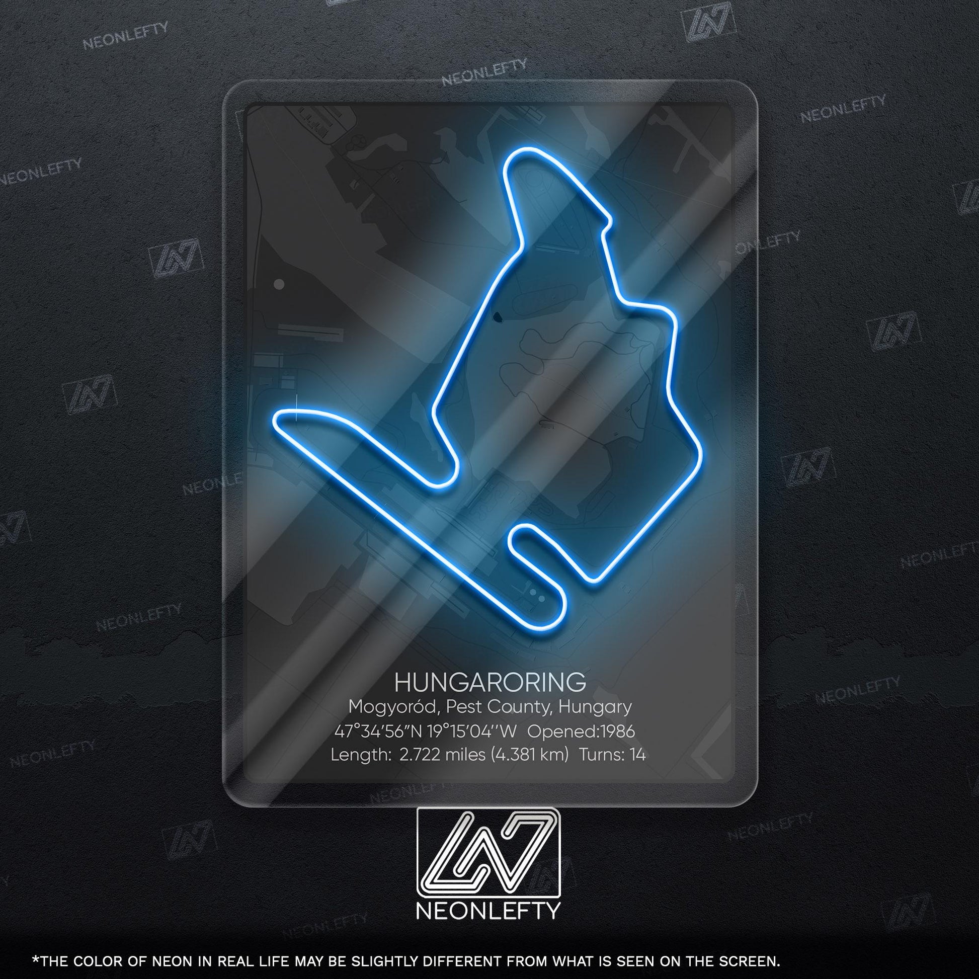Hungaroring Neon Sign - Legendary Hungarian Formula 1 circuit art for racing fans, perfect for garage, man cave, office or motorsport room