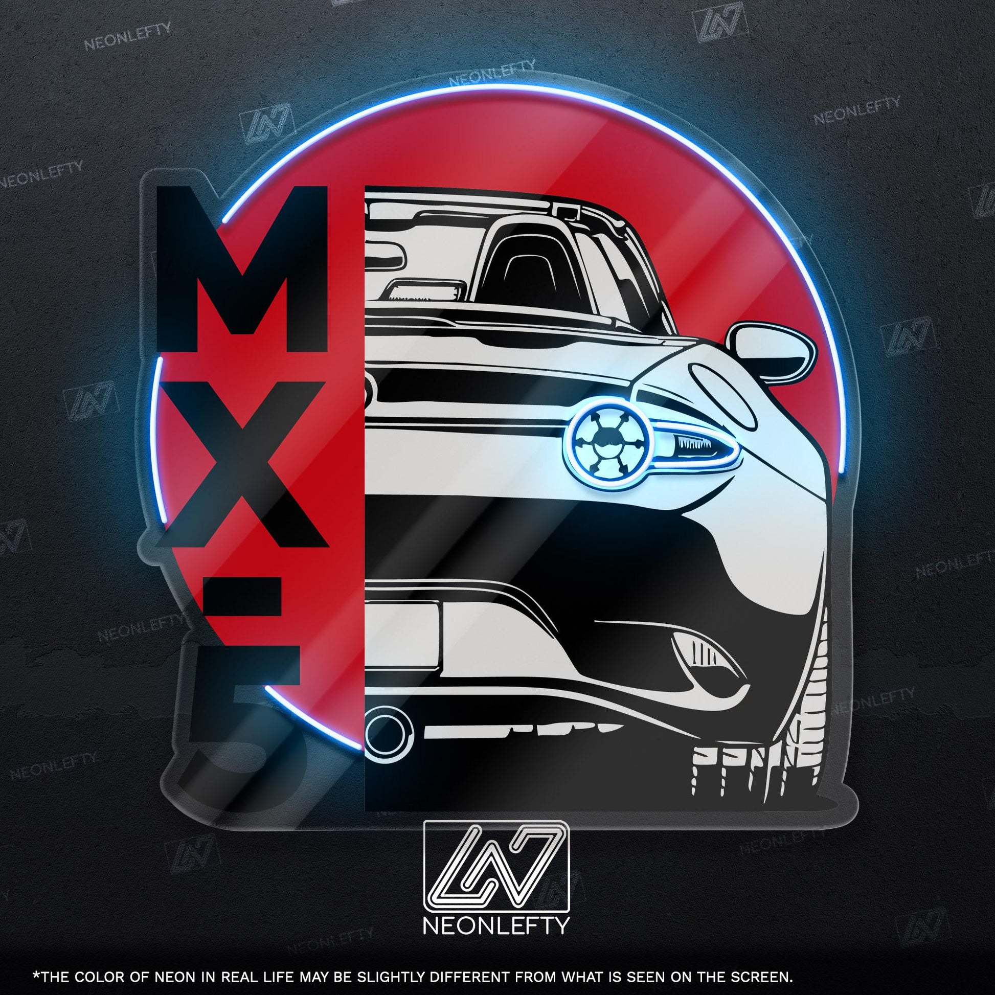 Mazda MX-5 Neon Sign - Iconic roadster wall art inspired by the legendary Miata, perfect for garage car studio, driving enthusiast