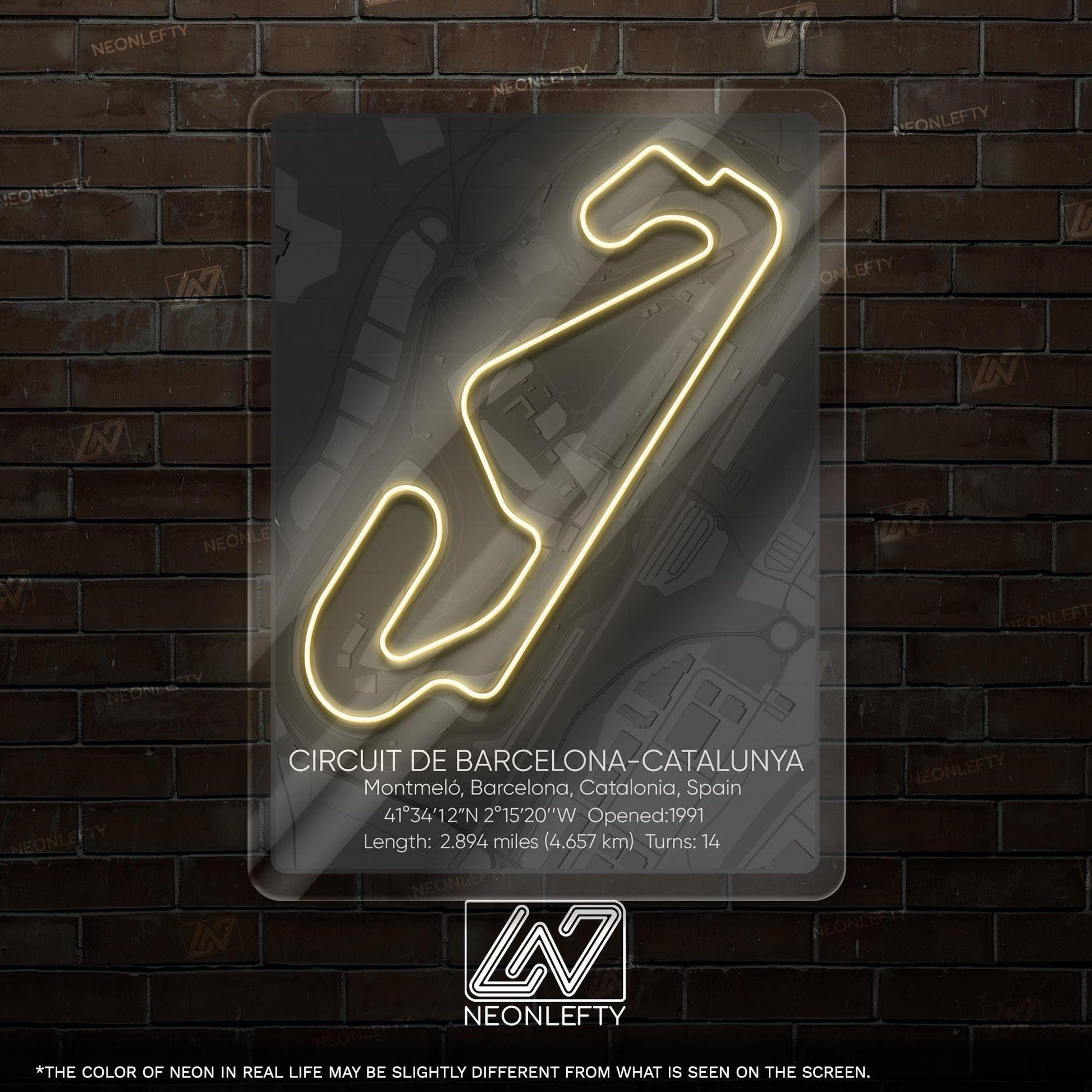 Barcelona-Catalunya Circuit Neon Sign - Famous Spanish Formula 1 track art for garage, man cave, gaming room or motorsport-inspired decor