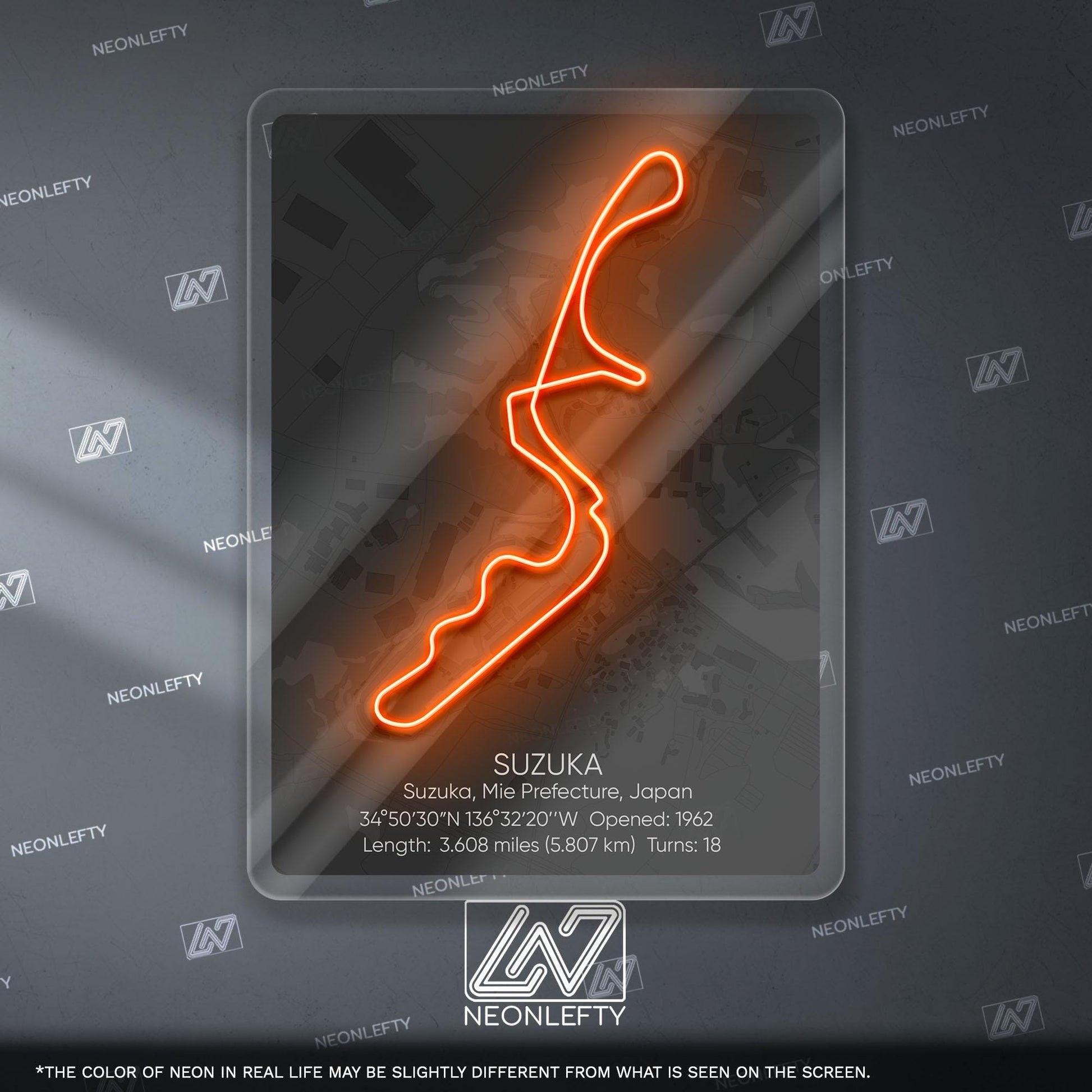 Suzuka Circuit Neon Sign - Legendary Japanese Formula 1 race track wall art for motorsport fans, perfect for garage, man cave JDM enthusiast