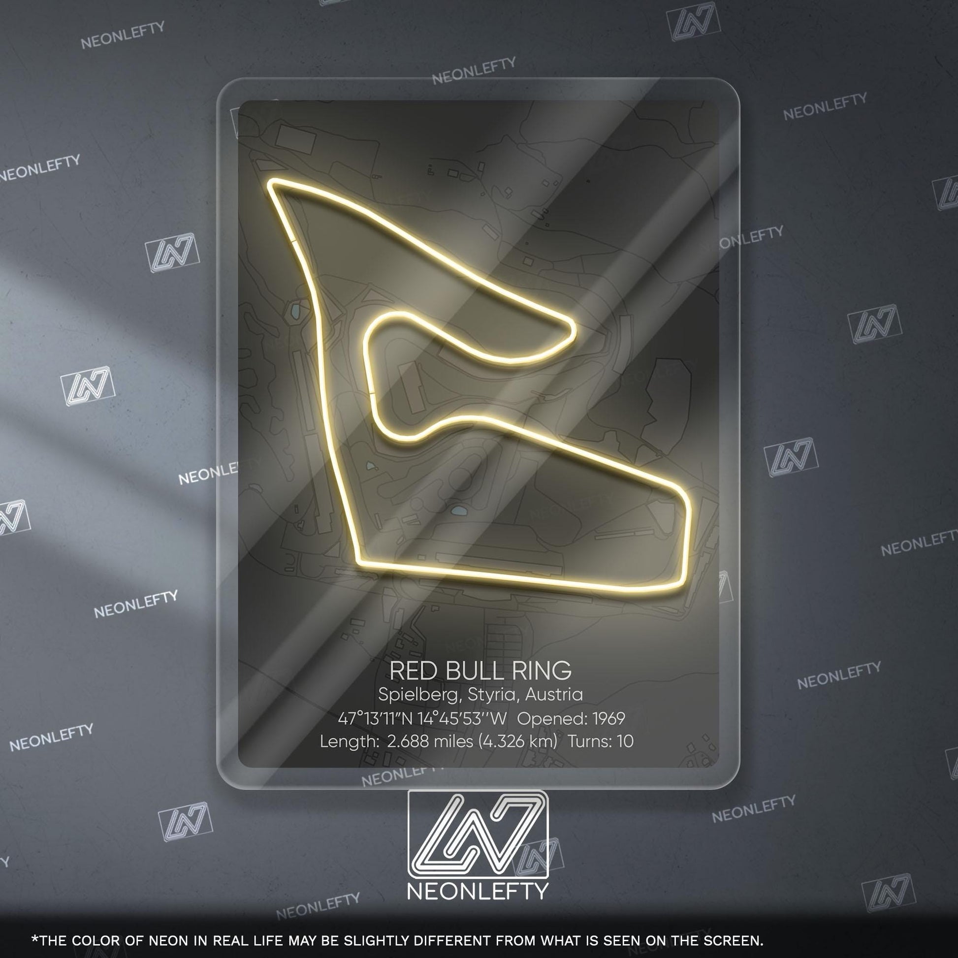 Red Bull Ring Neon Sign - Legendary Austrian Formula 1 circuit wall art, perfect for garage, man cave, gaming room or motorsport interior